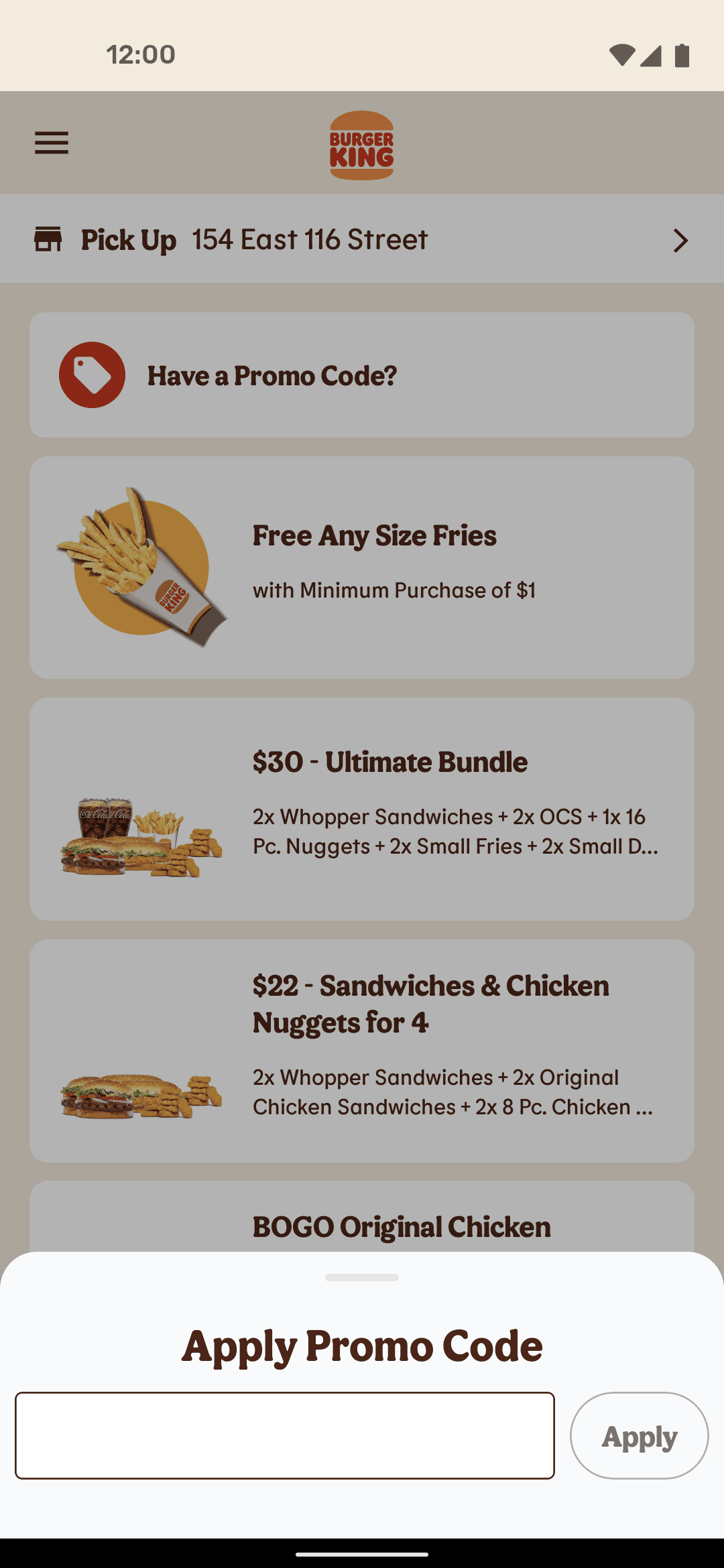 Burger King Android Food & Drink interface screenshot 12