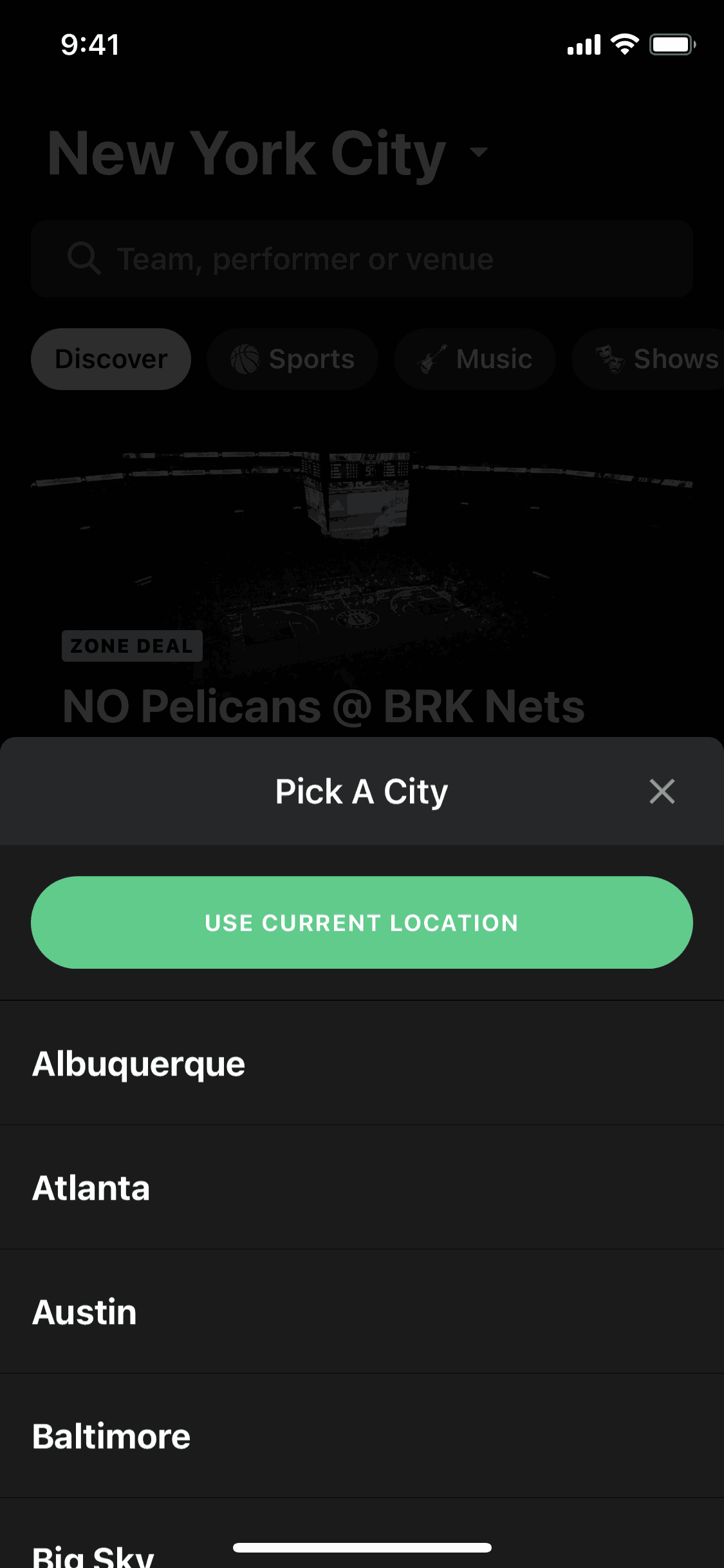 Gametime iOS Entertainment interface screenshot 14