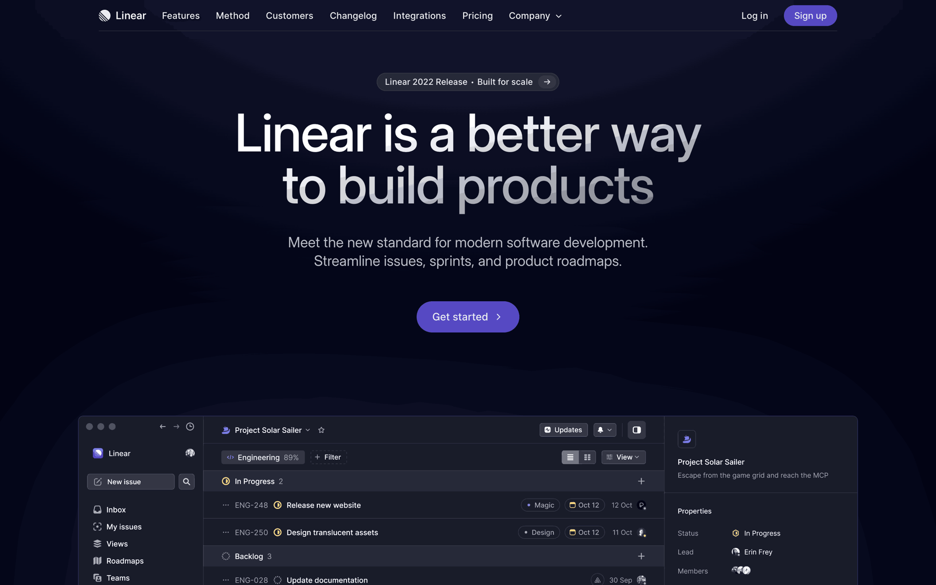 Linear Web Developer Tools interface screenshot 2