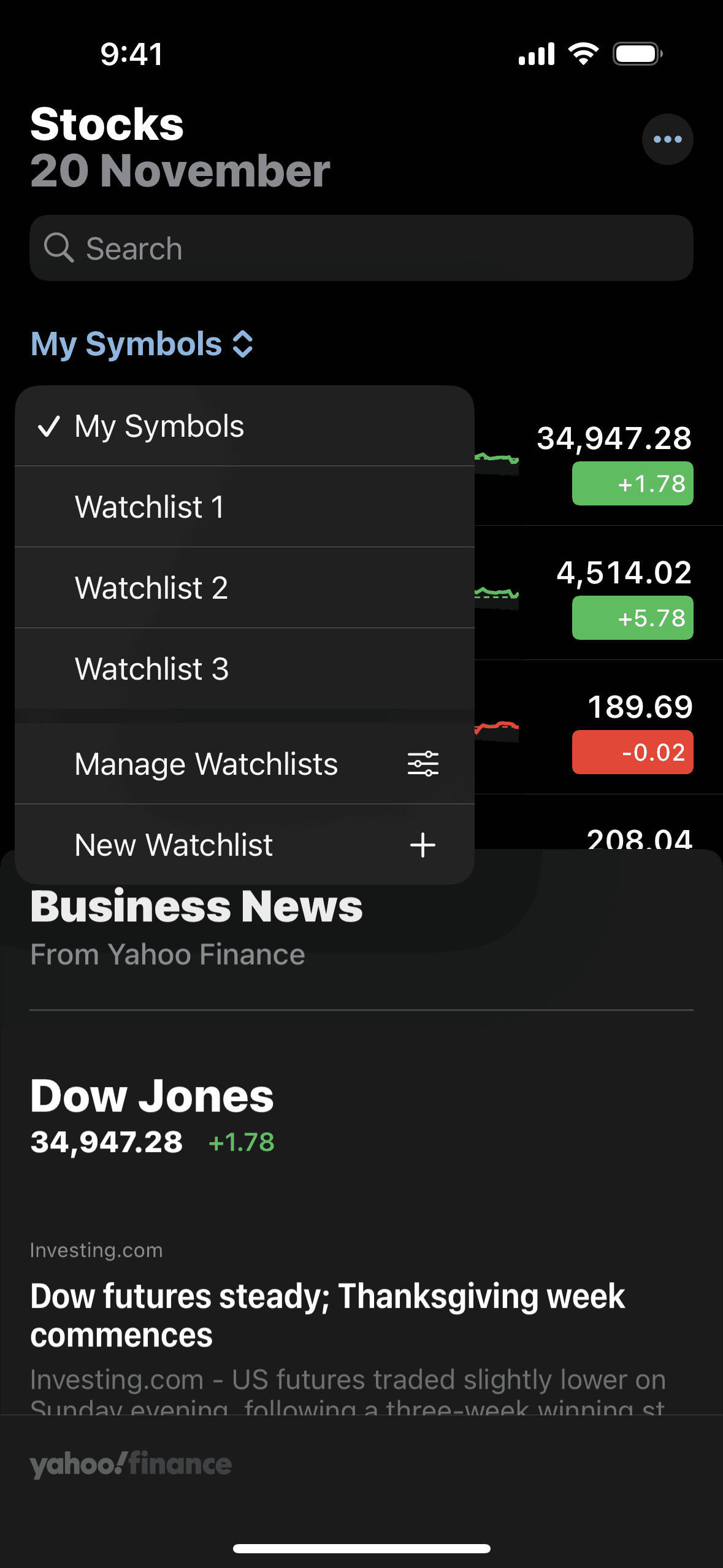 Stocks iOS Finance interface screenshot 10