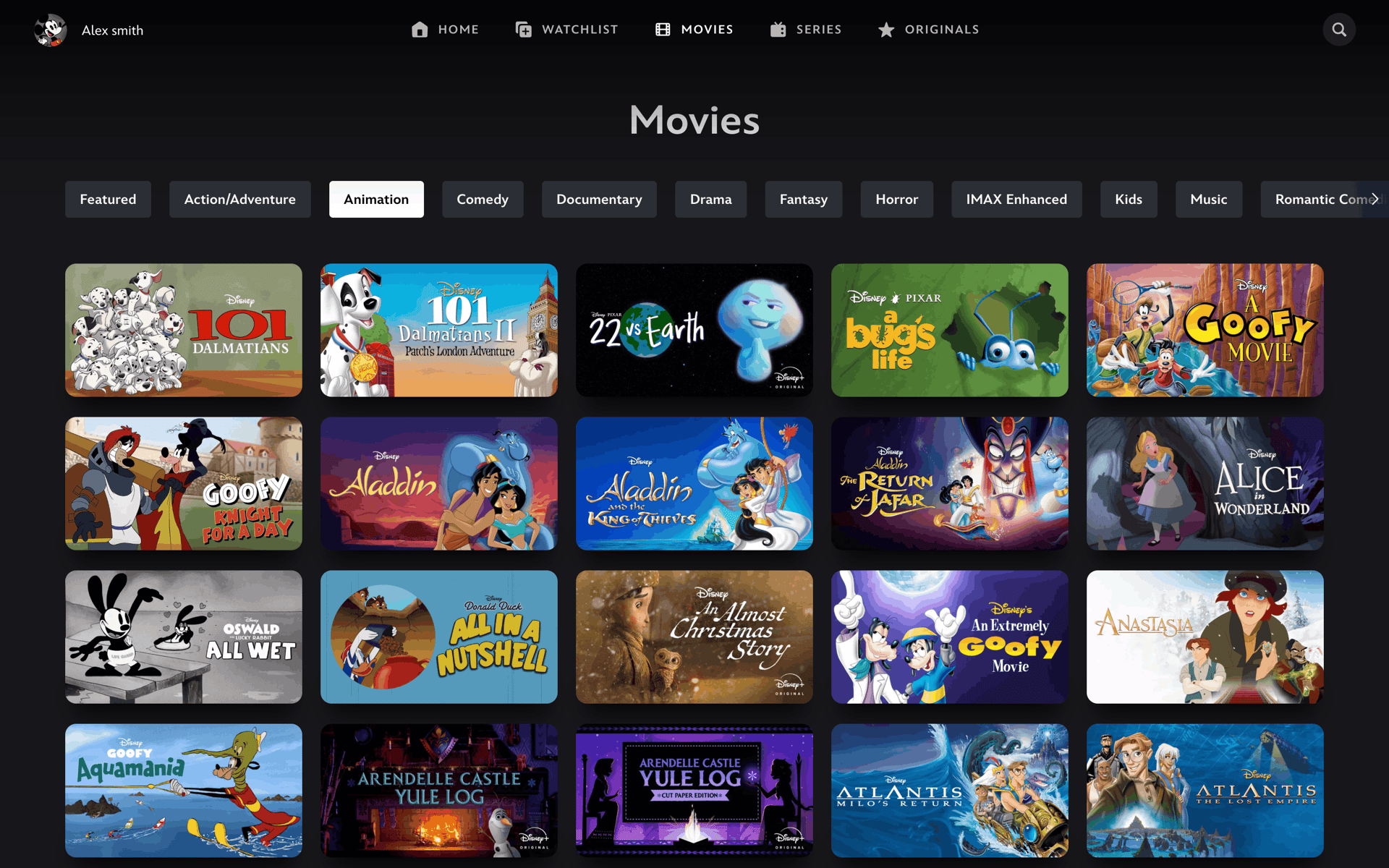 Disney+ Web Entertainment interface screenshot 2