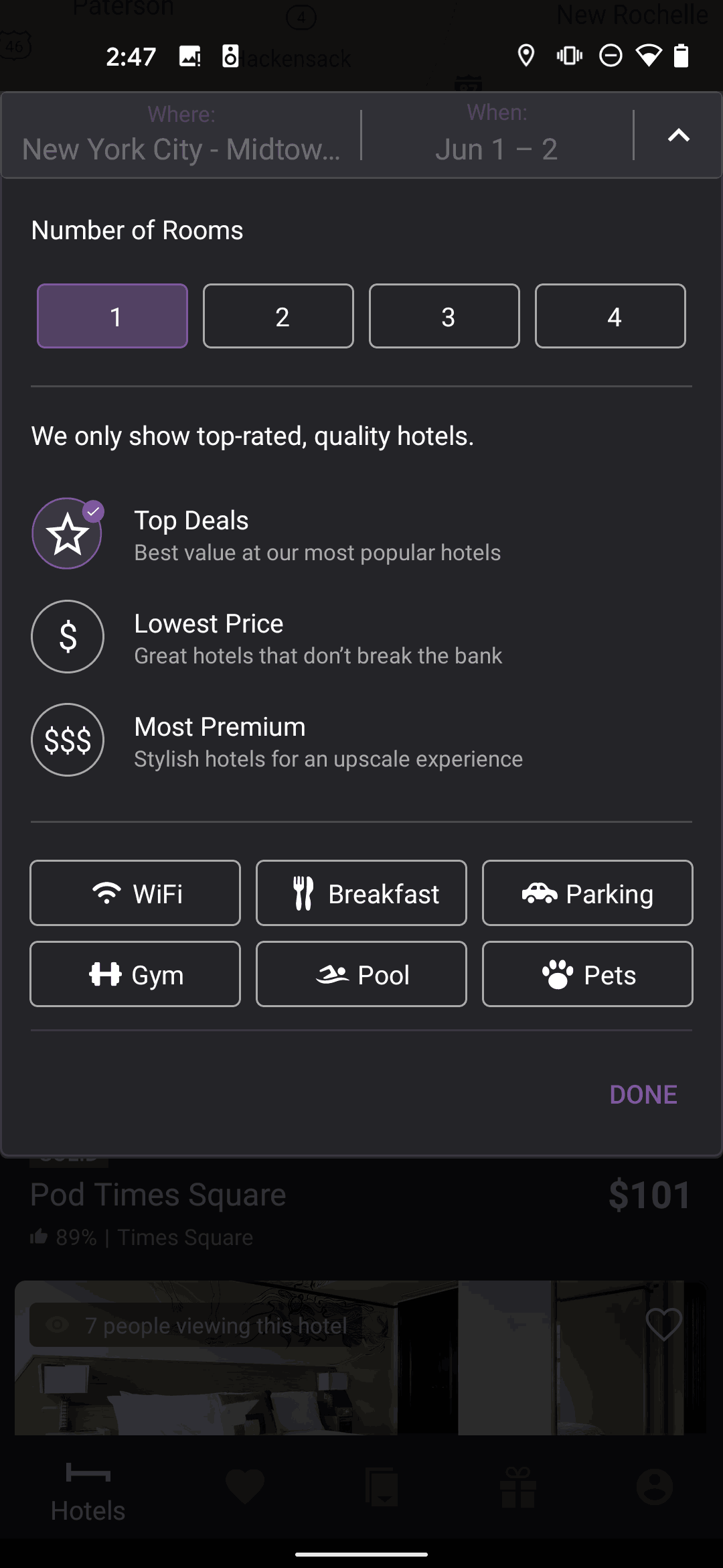 HotelTonight Android Travel & Transportation interface screenshot 3