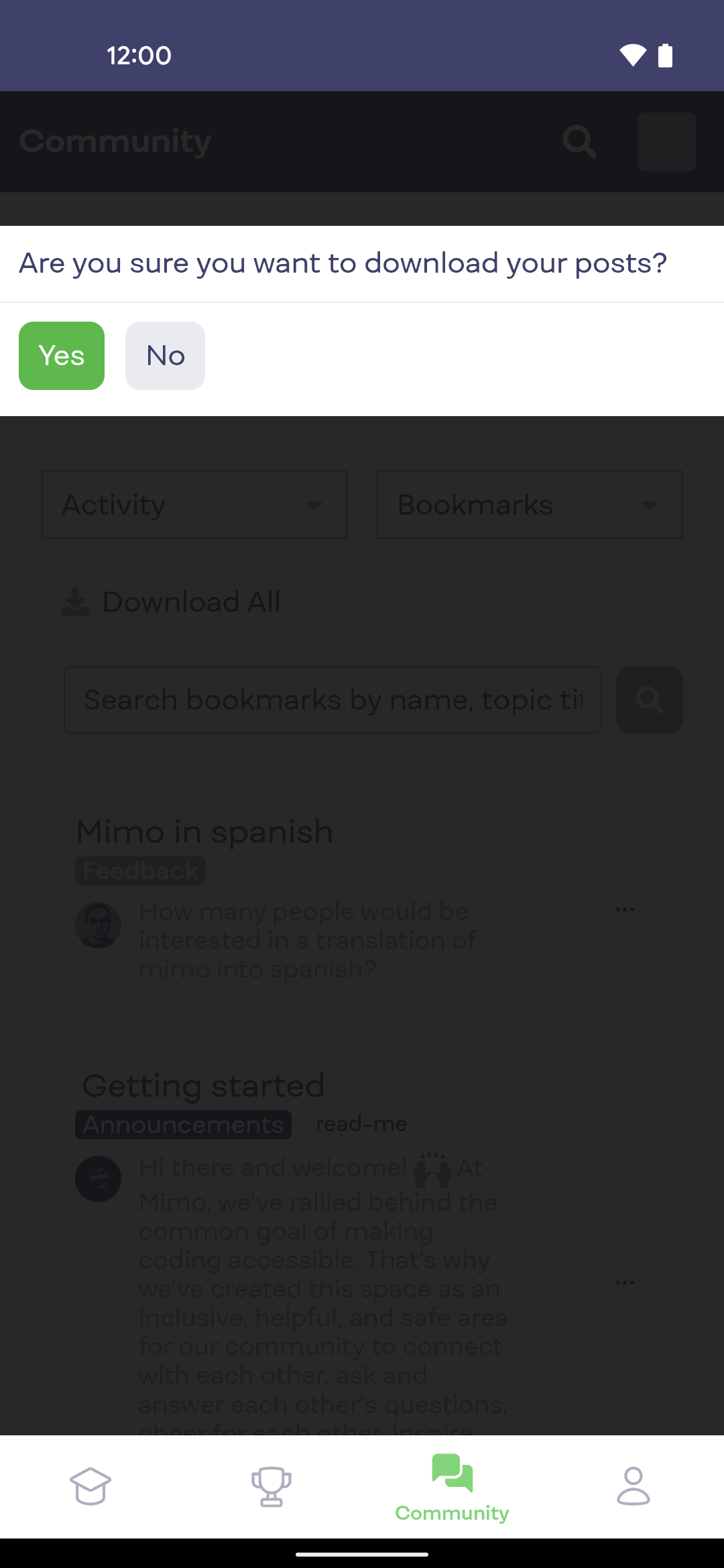 Mimo Android Education interface screenshot 7