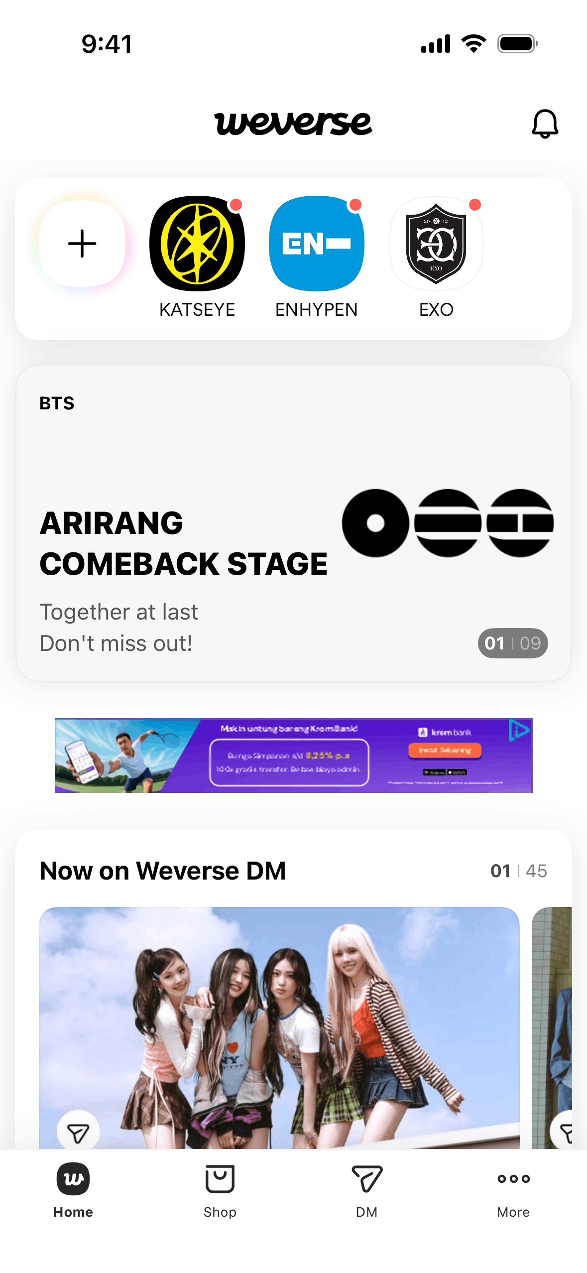 Weverse iOS Social Networking interface screenshot 1