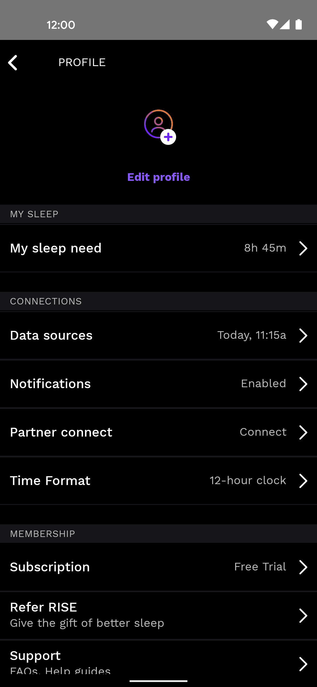 Rise Android Health & Fitness interface screenshot 9