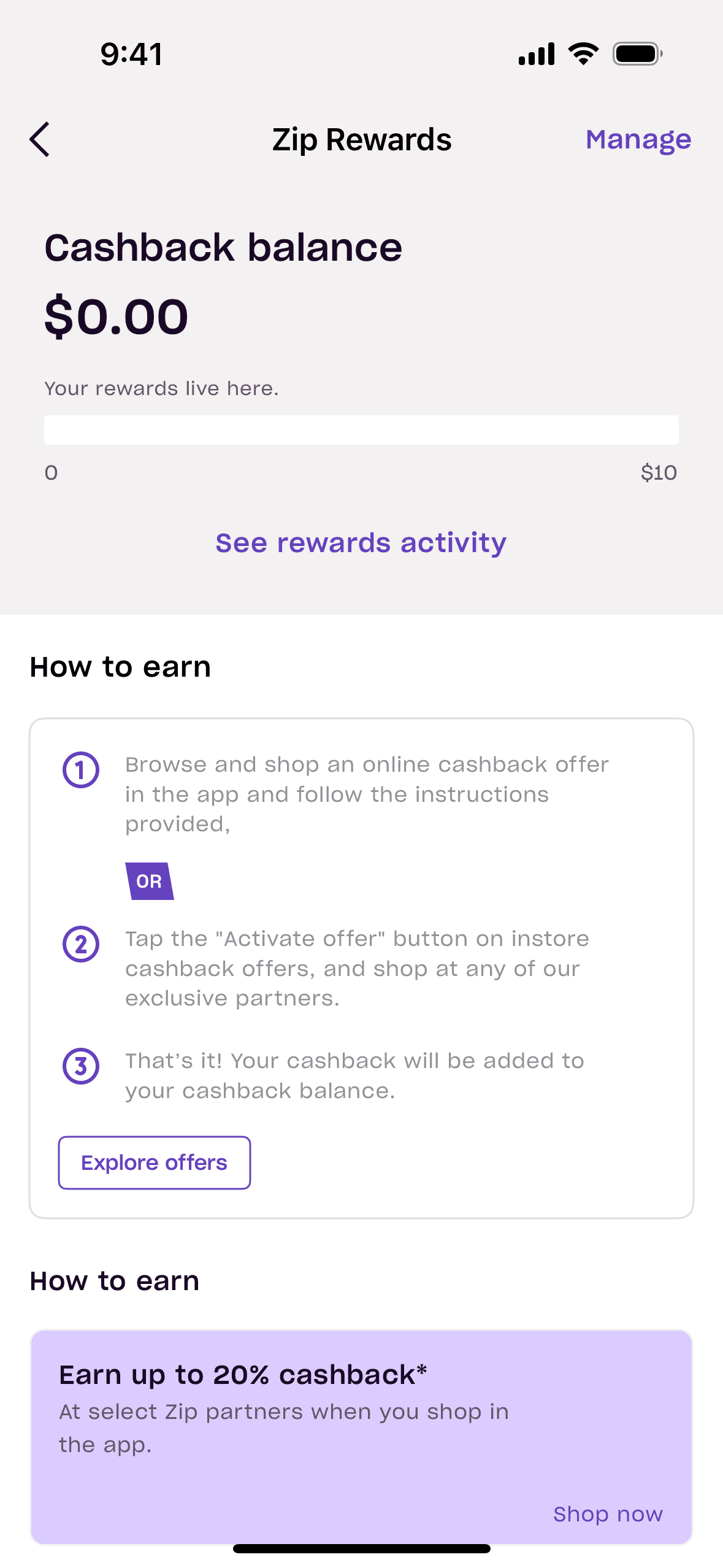Zip iOS Finance interface screenshot 15
