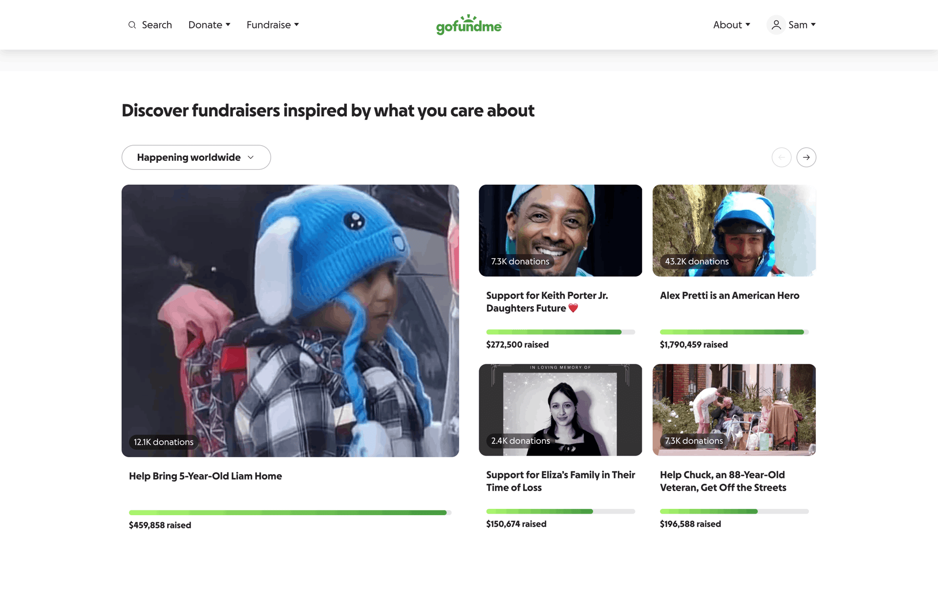 GoFundMe Web Finance interface screenshot 1