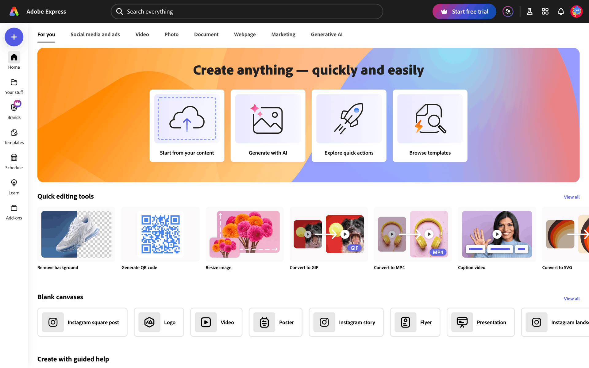 Adobe Express Web AI interface screenshot 1