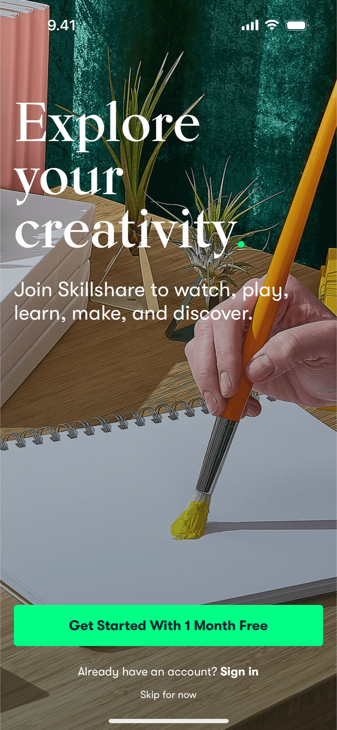 Skillshare iOS Education interface screenshot 1