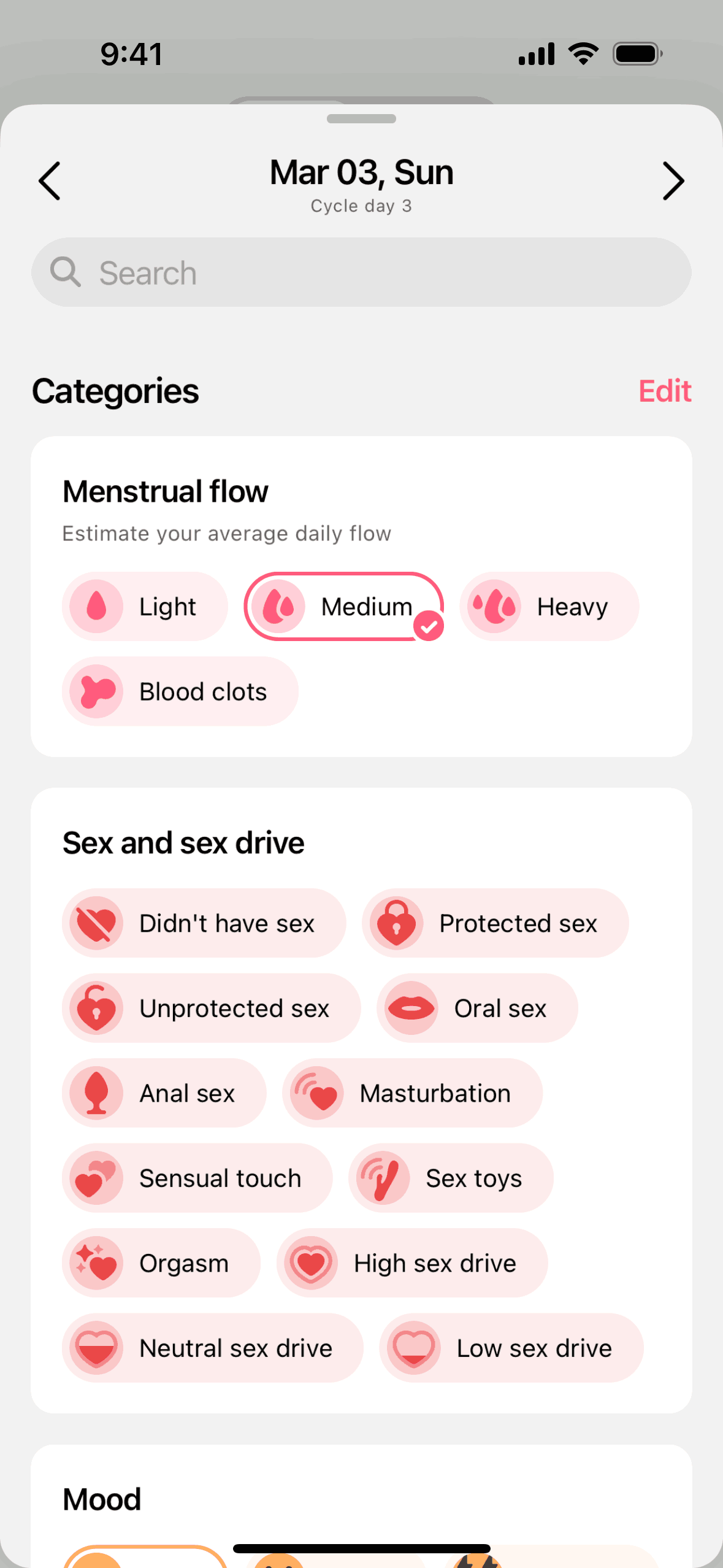 Flo iOS Health & Fitness interface screenshot 11