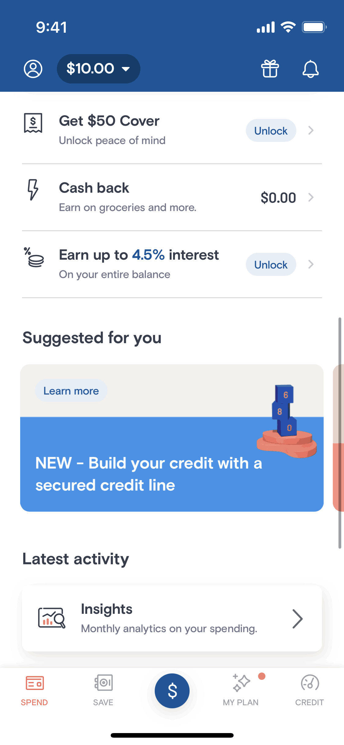 KOHO iOS Finance interface screenshot 1