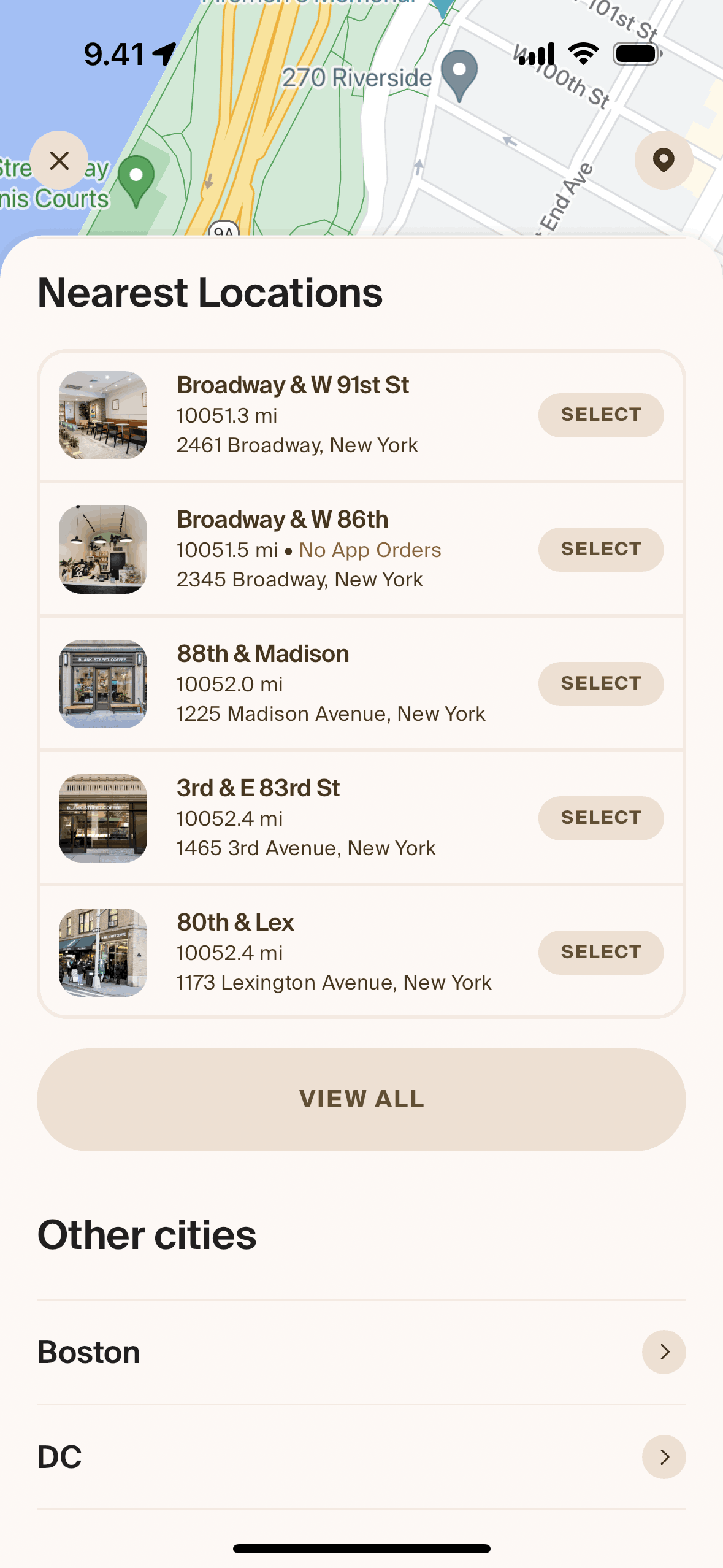 Blank Street iOS Food & Drink interface screenshot 1
