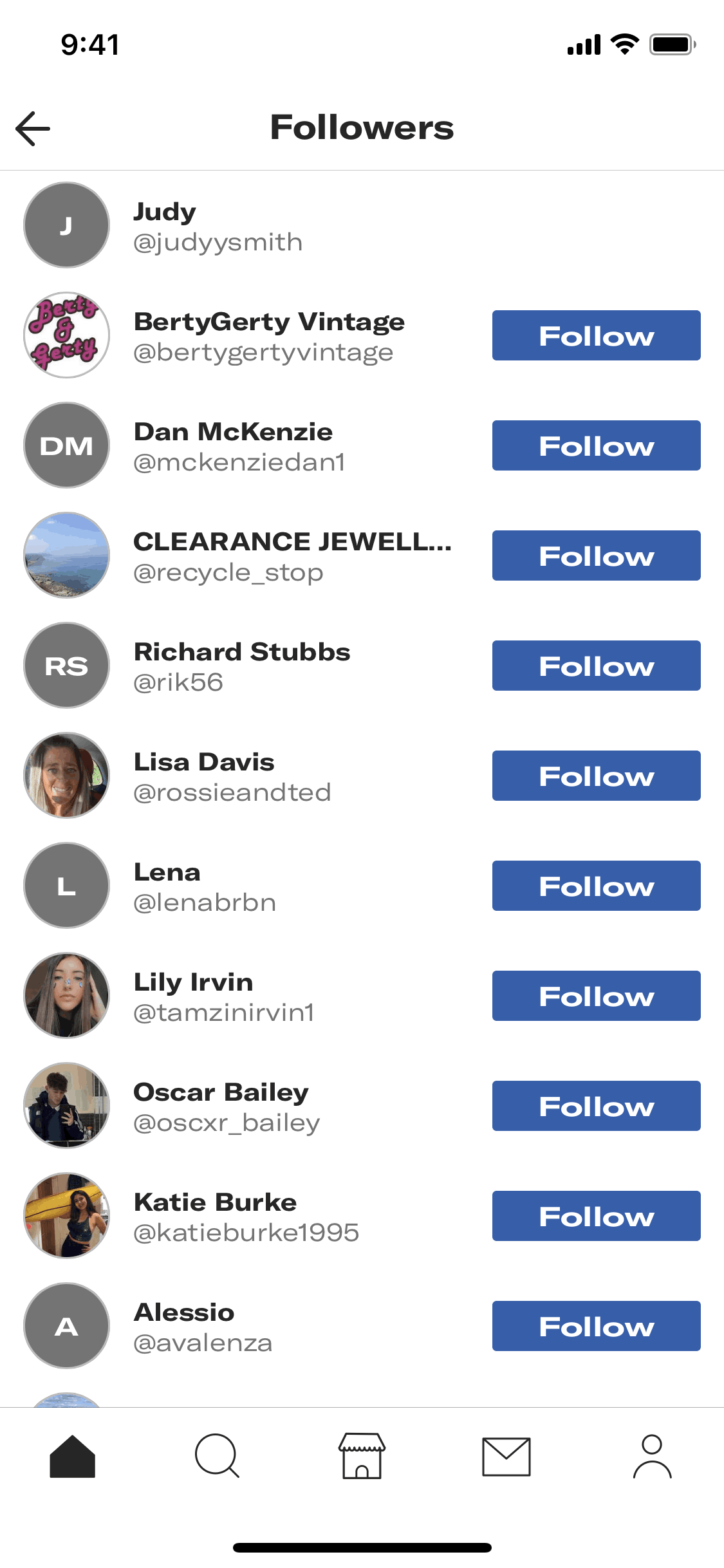 Shop followers and following on Depop (ios) screen 2