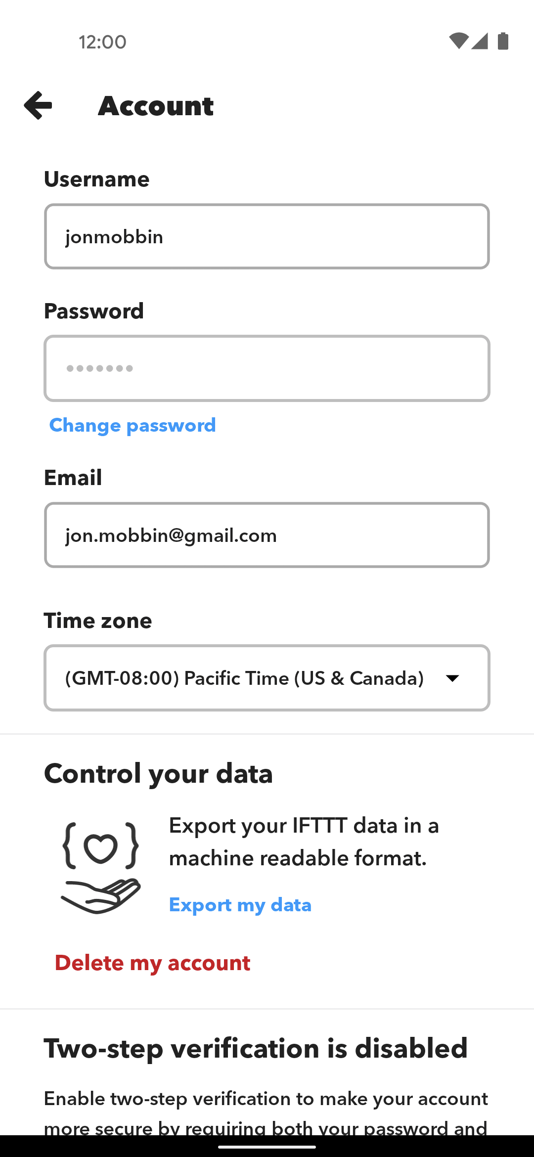 IFTTT Android Productivity interface screenshot 11