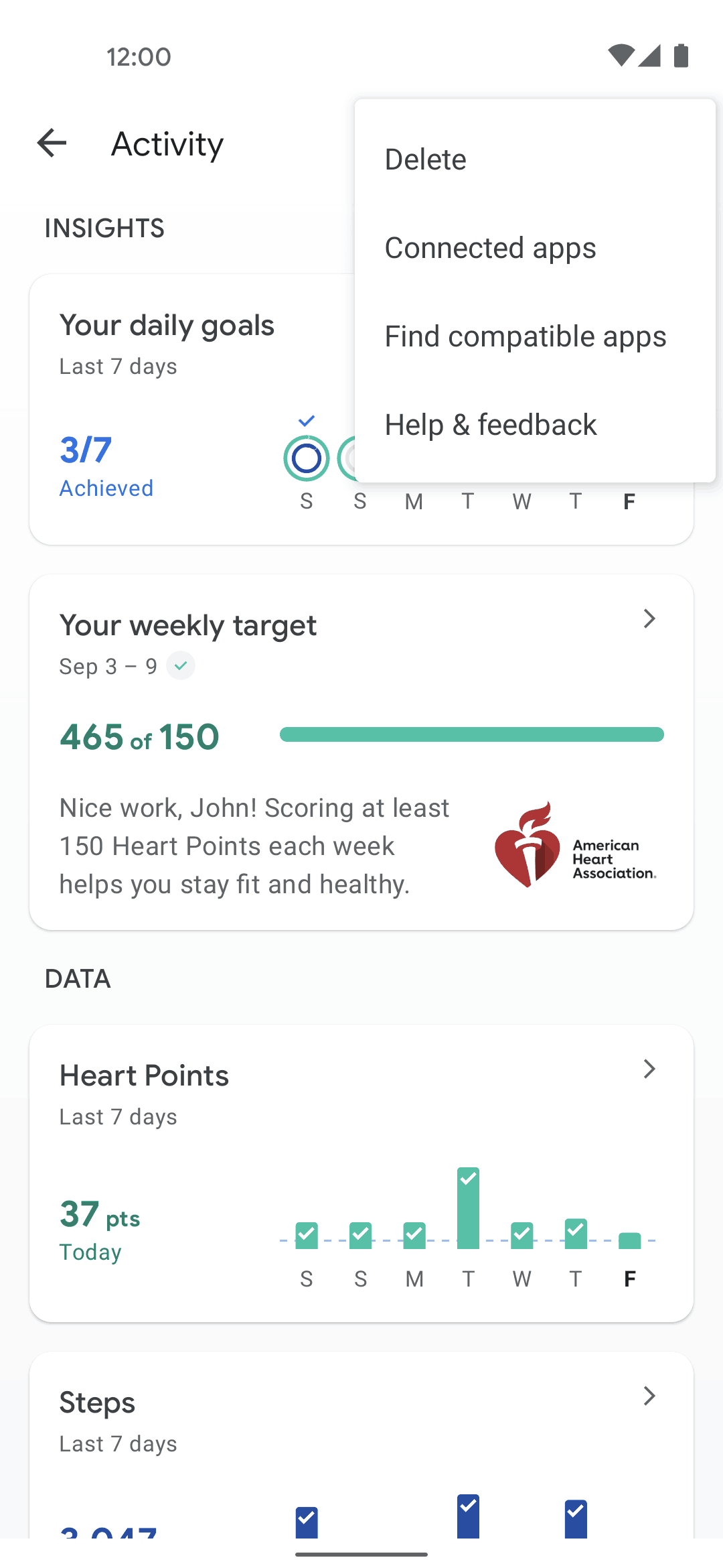 Google Fit Android Health & Fitness interface screenshot 12