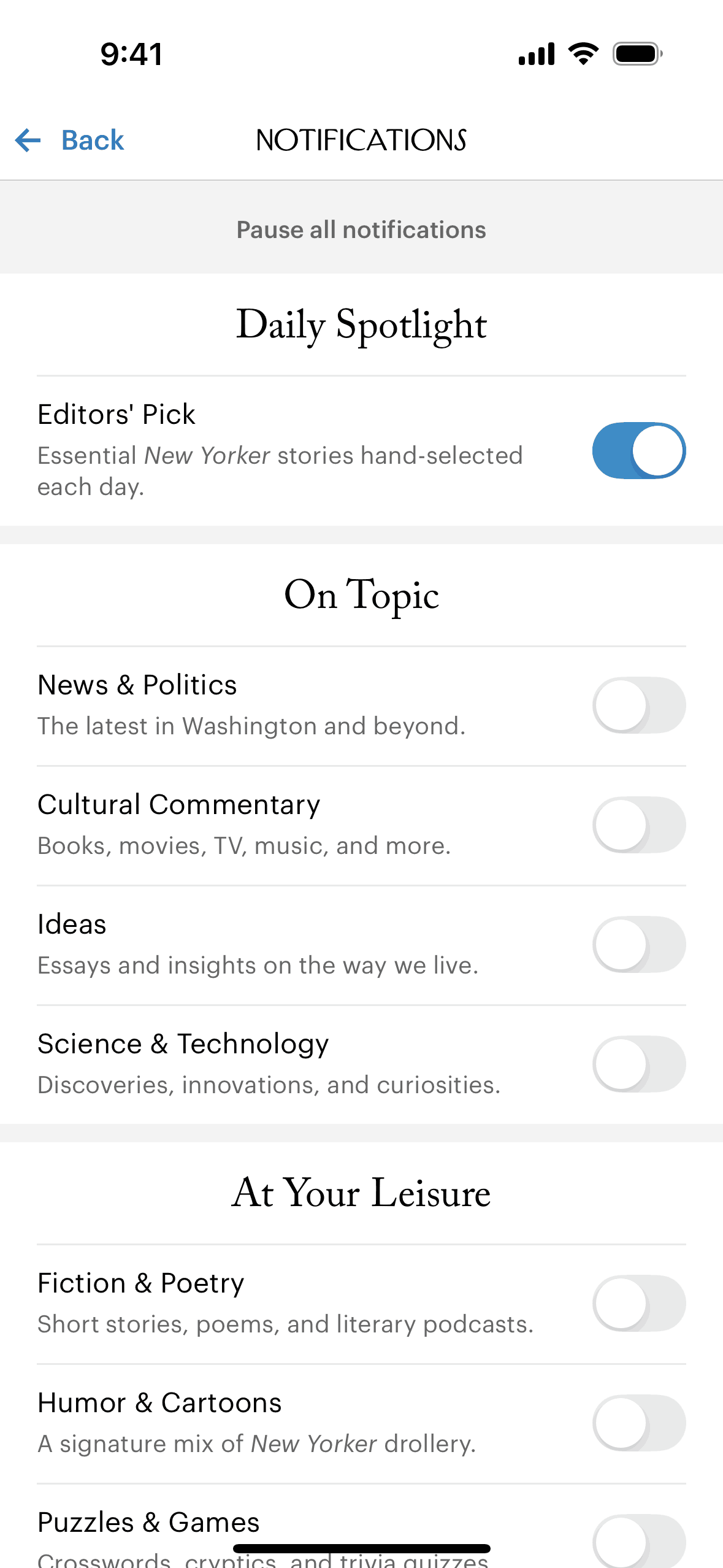 The New Yorker iOS News interface screenshot 21