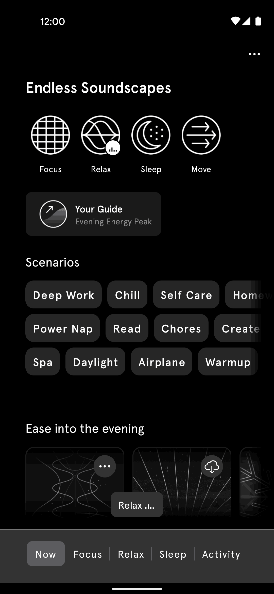 Endel Android Health & Fitness interface screenshot 1