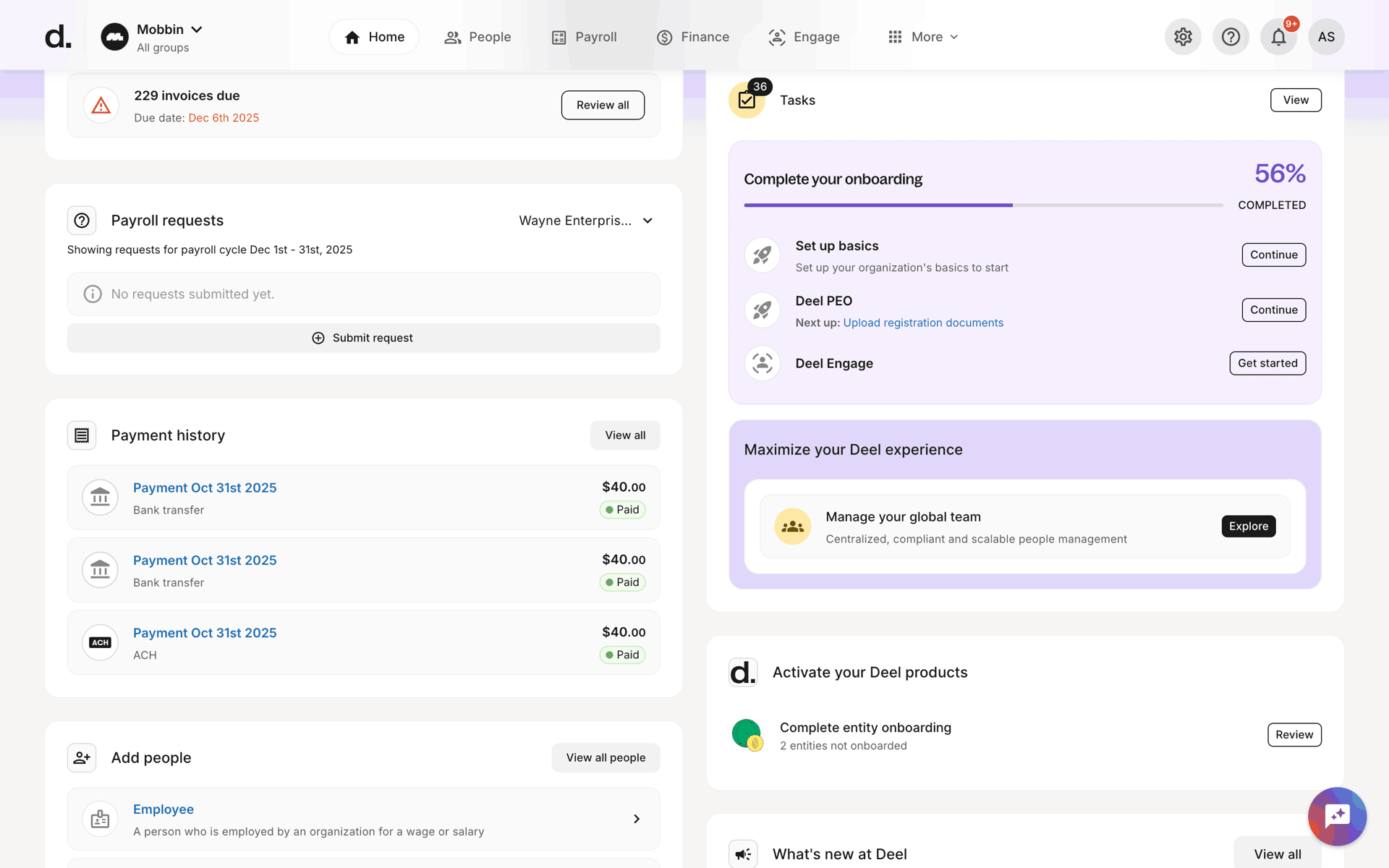Deel Web Business interface screenshot 9