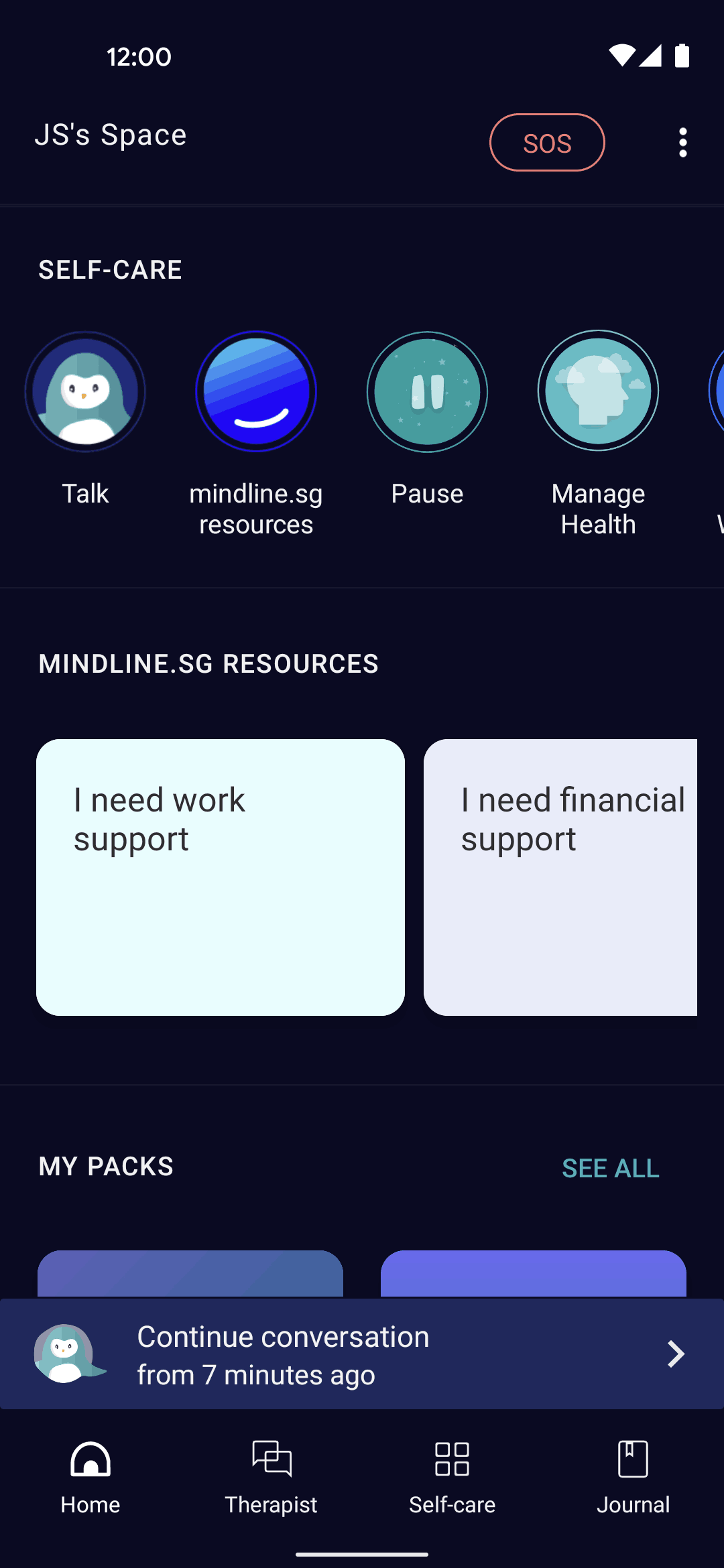 Wysa Android AI interface screenshot 8