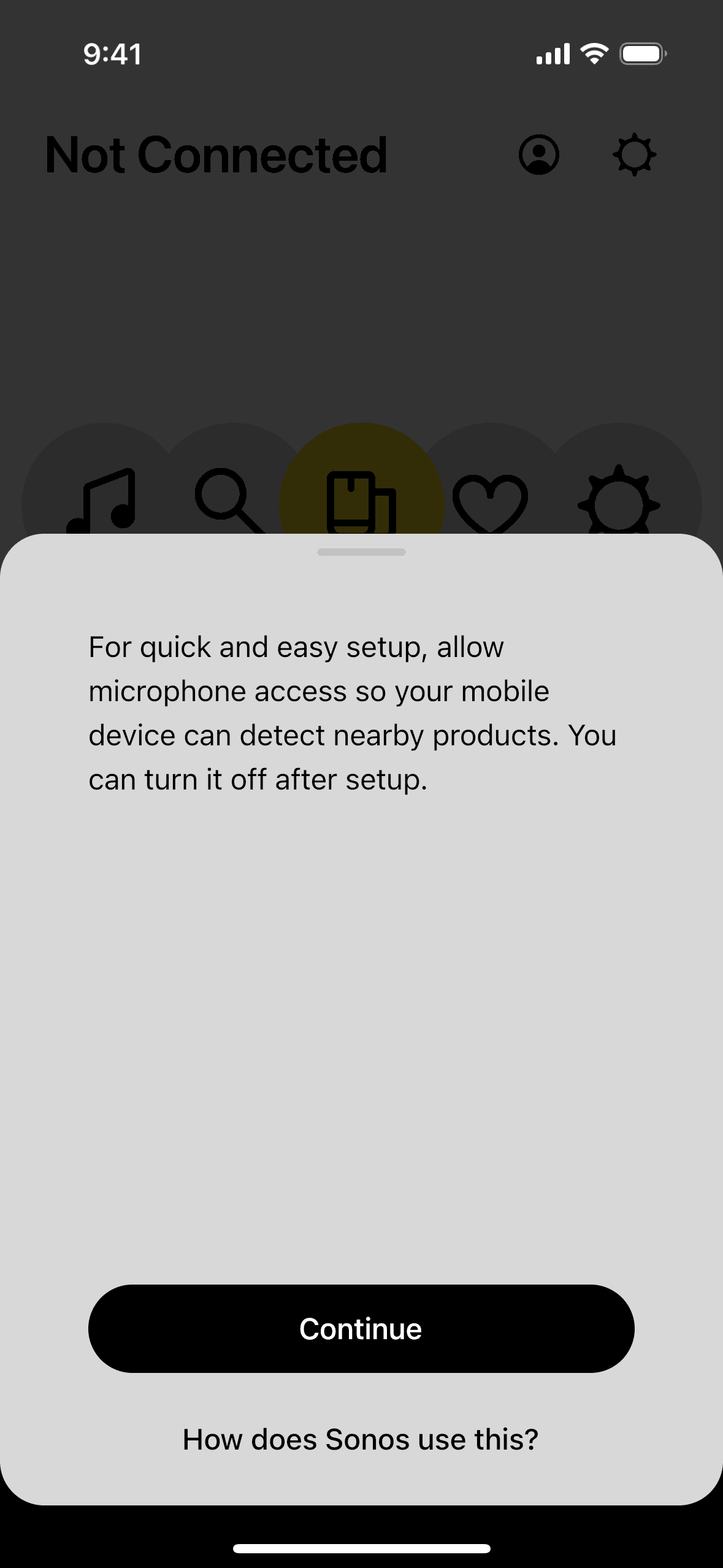 Adding a speaker on Sonos (ios) screen 2
