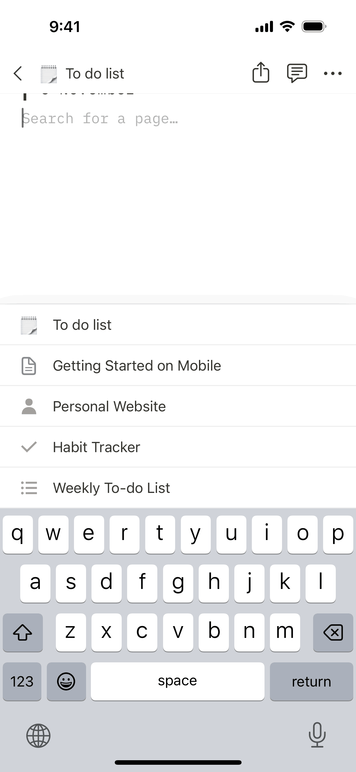 Notion iOS Collaboration interface screenshot 14