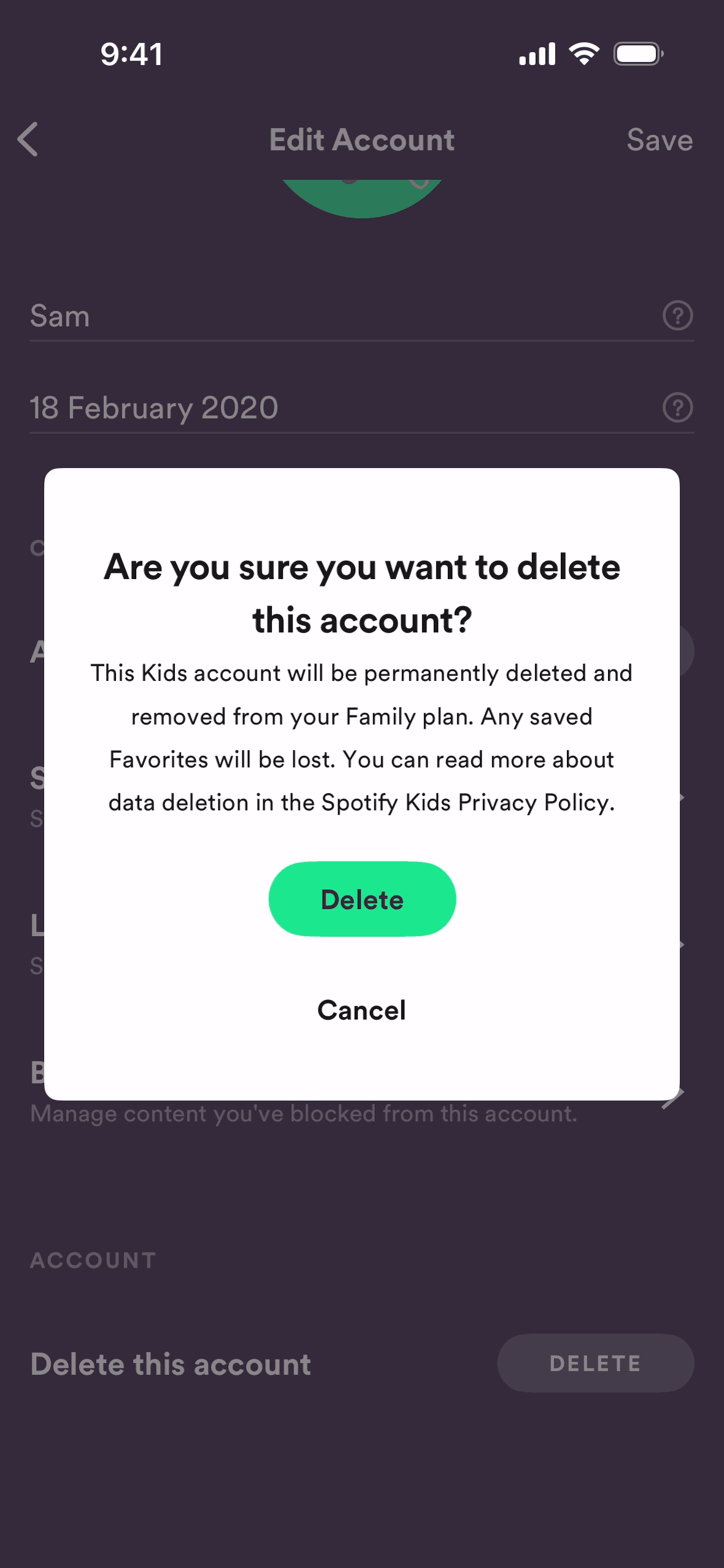 Spotify Kids iOS Music & Audio interface screenshot 18