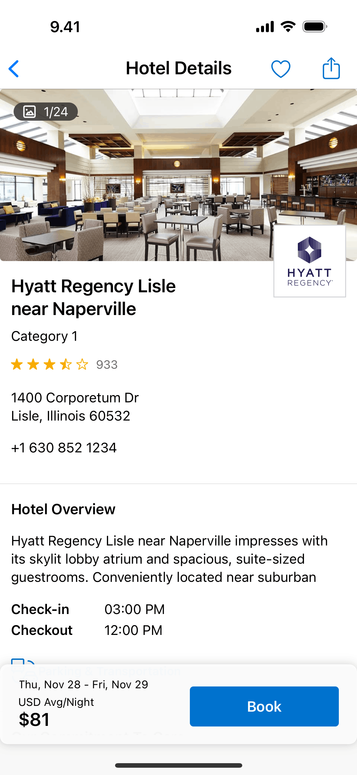 World of Hyatt iOS Travel & Transportation interface screenshot 3