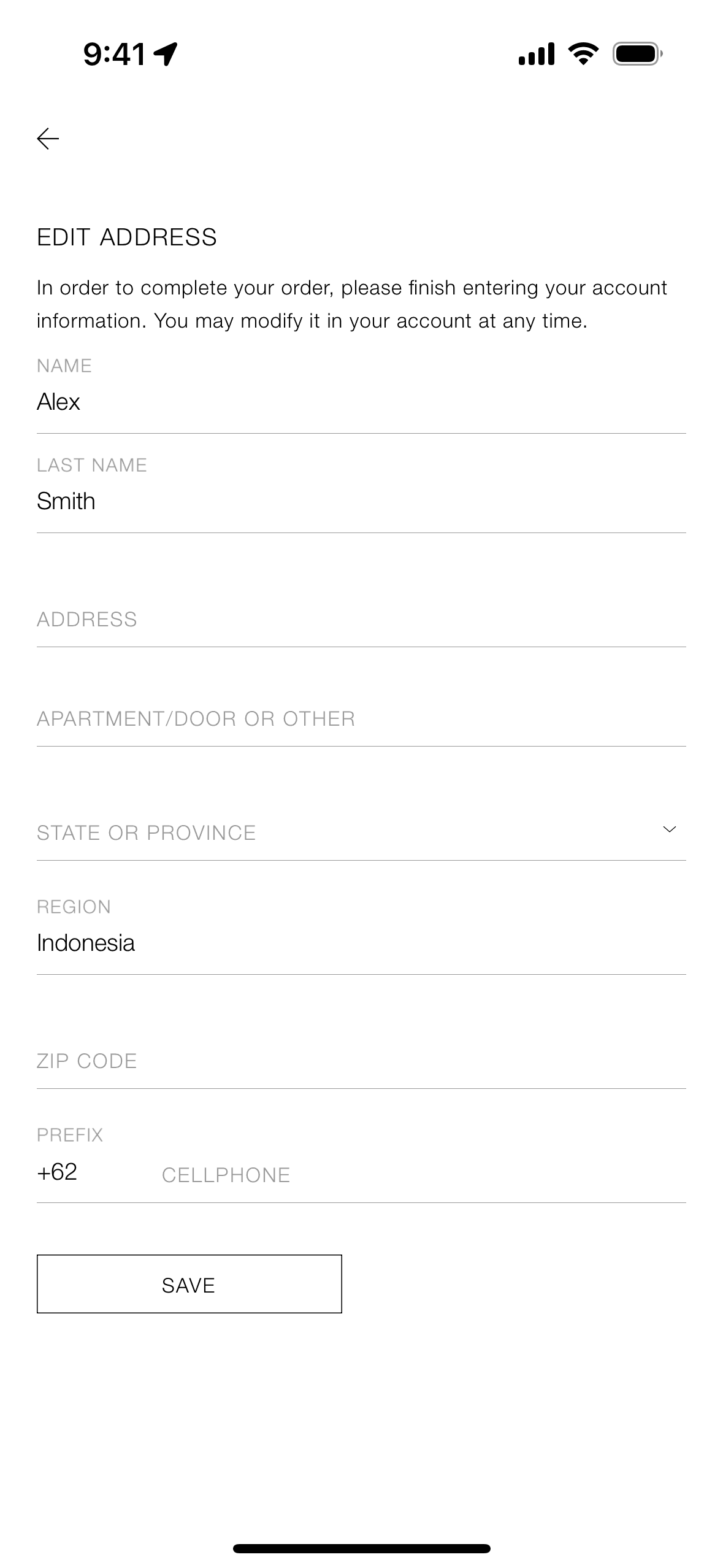 Checking out a product on ZARA (ios) screen 2