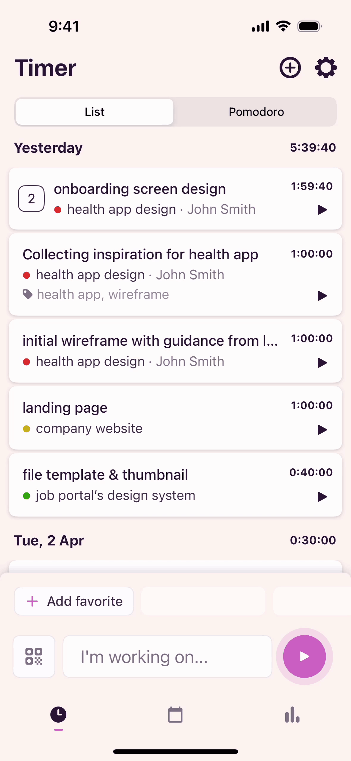 Toggl Track iOS Business interface screenshot 3