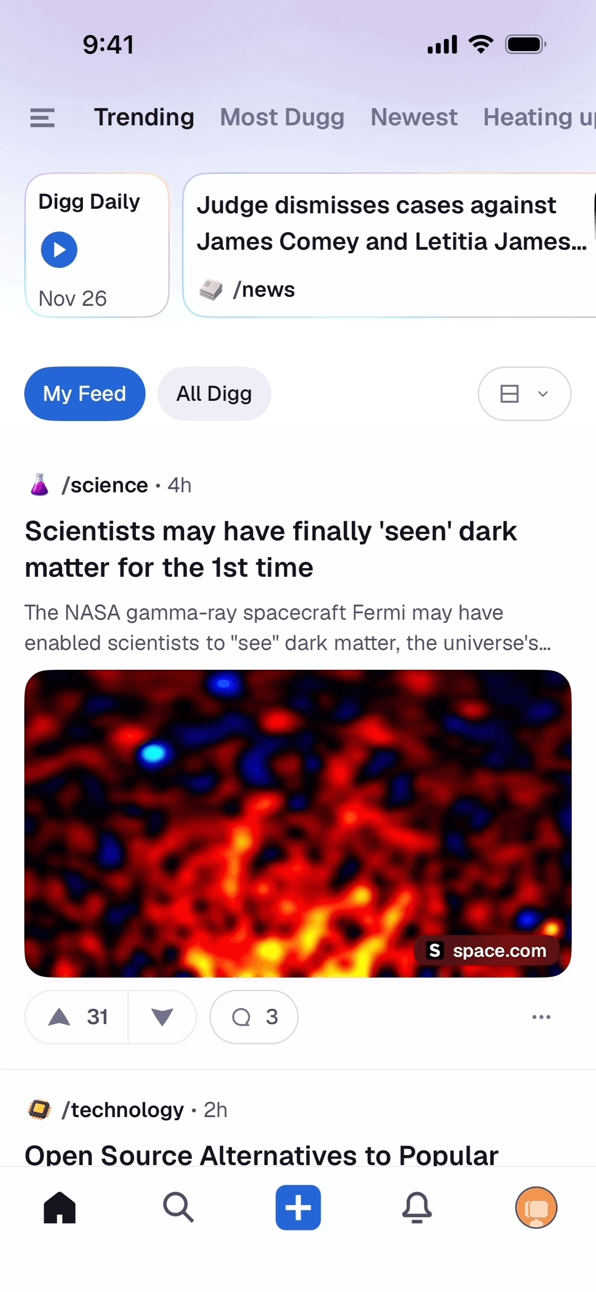 Digg iOS News interface screenshot 1