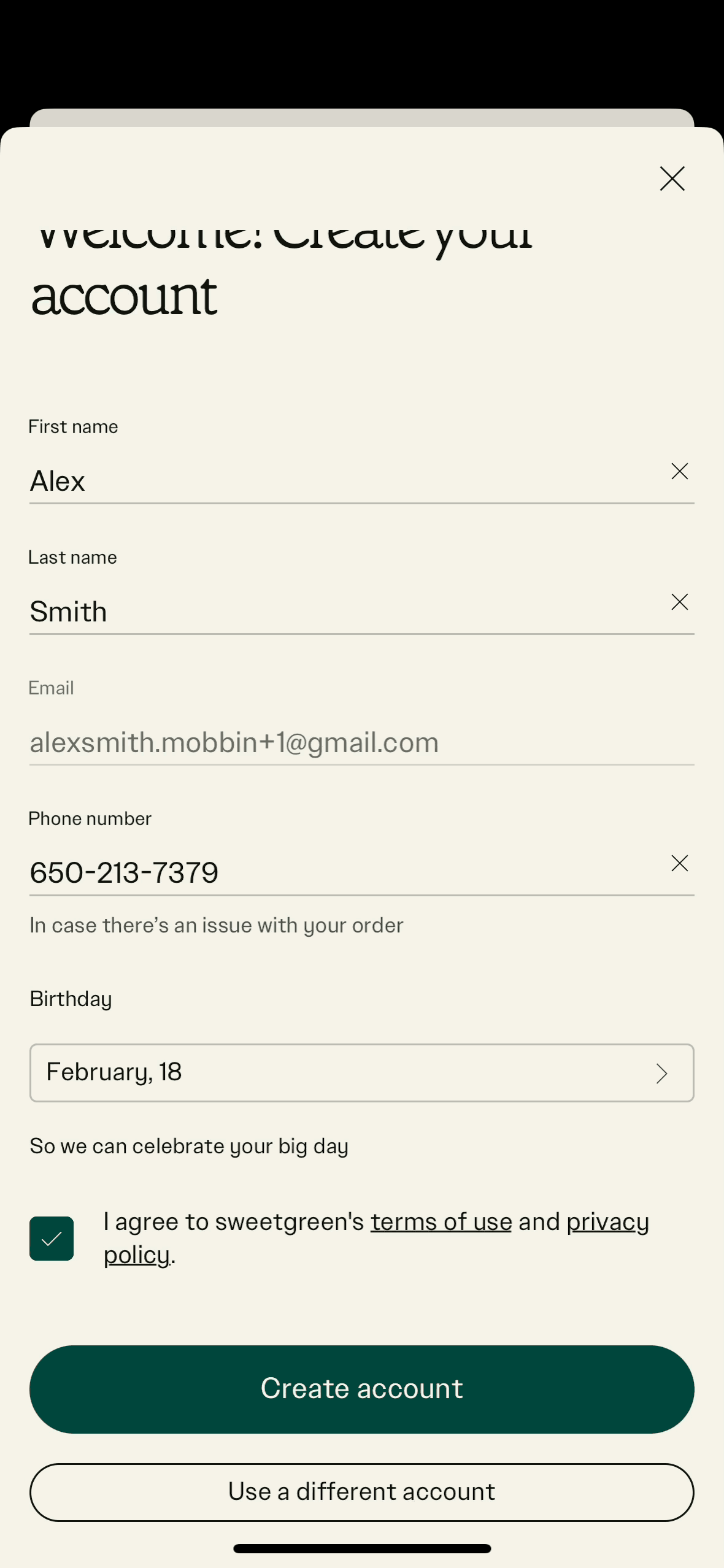 sweetgreen iOS Food & Drink interface screenshot 17