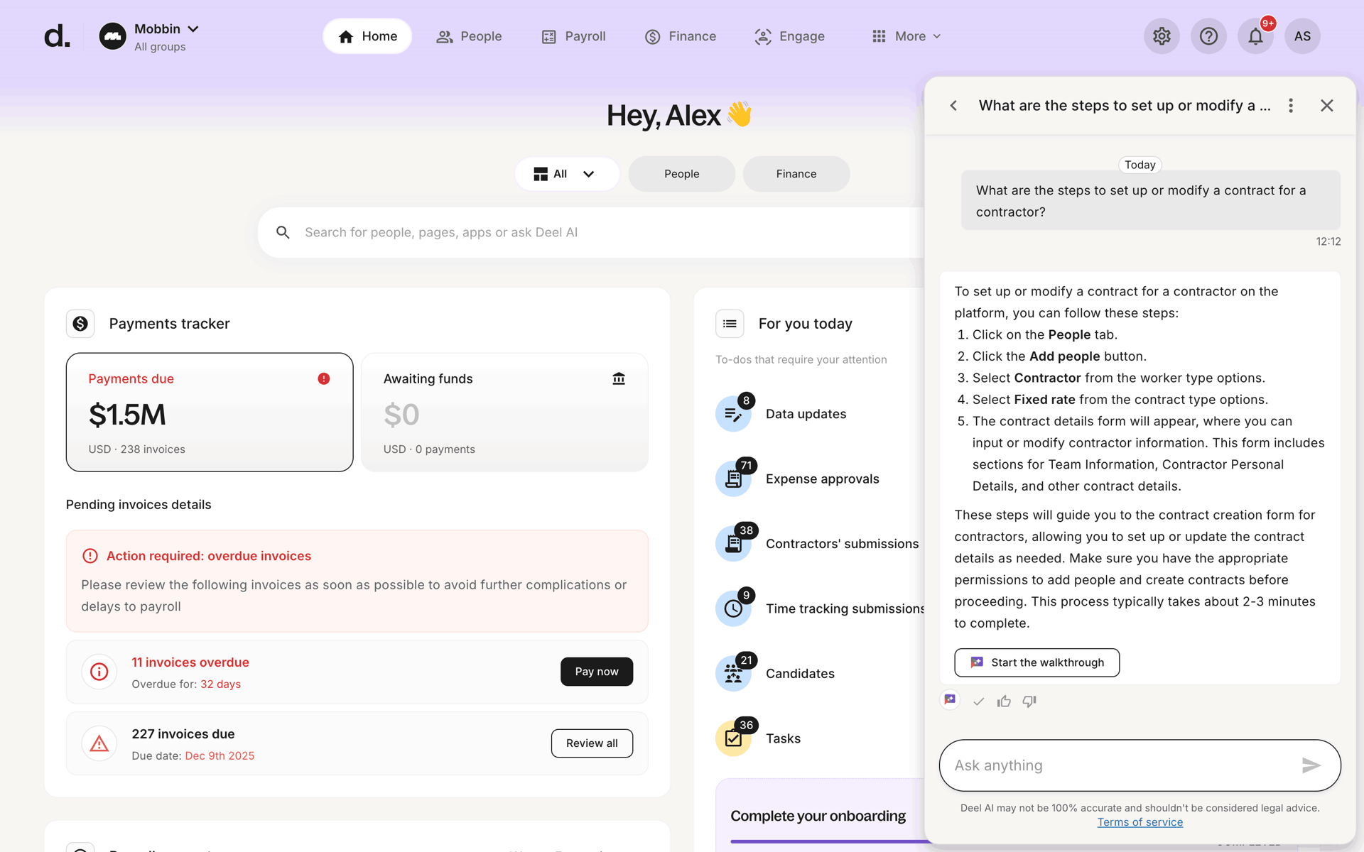 Deel Web Business interface screenshot 7