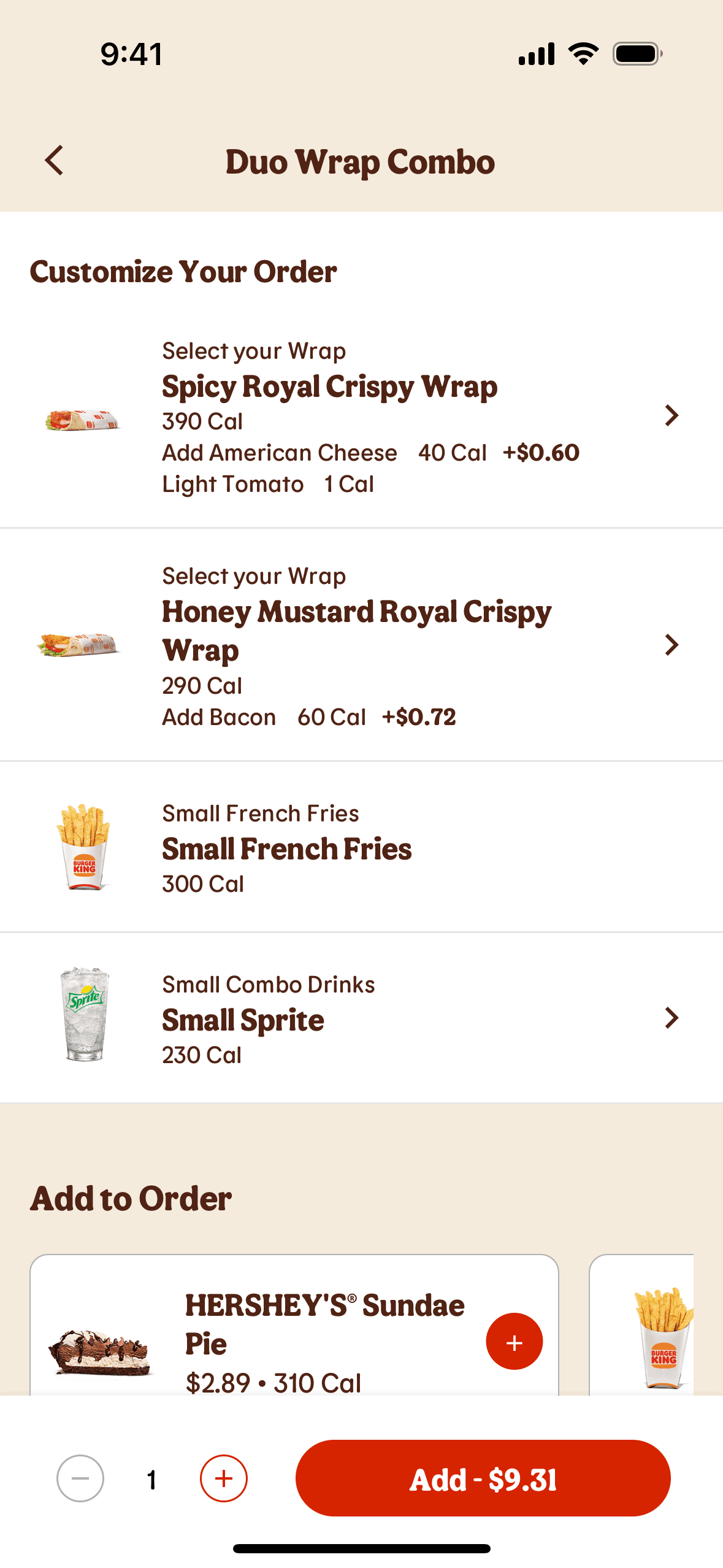 Burger King iOS Food & Drink interface screenshot 1