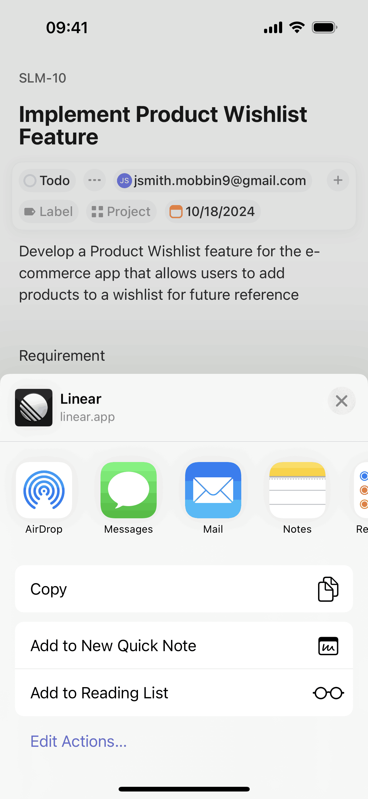 Linear iOS Developer Tools interface screenshot 14