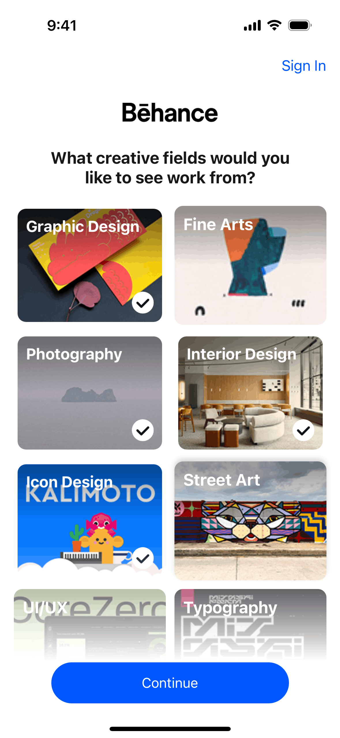 Behance iOS Social Networking interface screenshot 3
