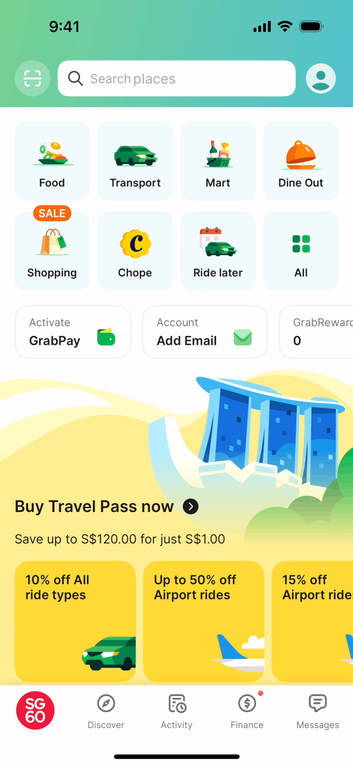 Grab iOS Finance interface screenshot 2
