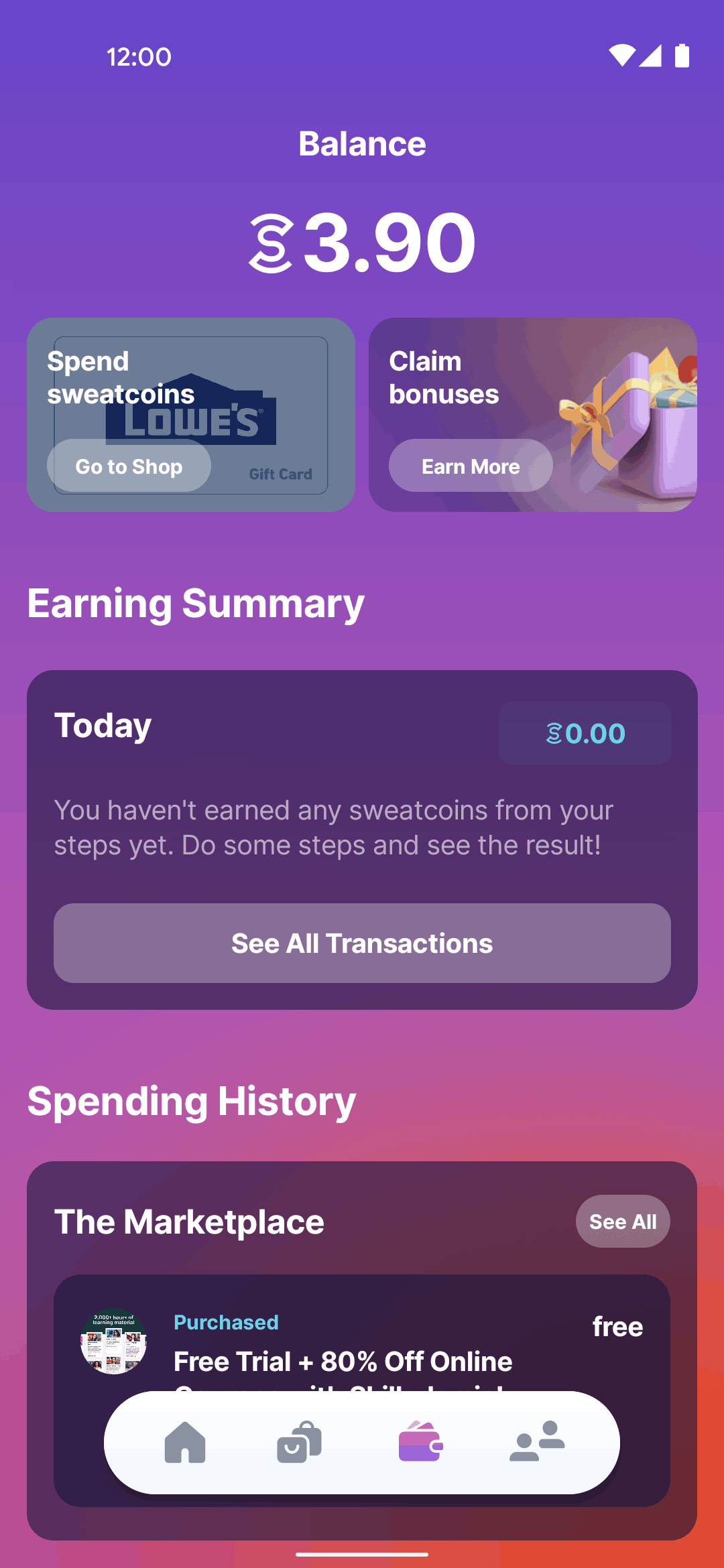 Sweatcoin Android Health & Fitness interface screenshot 3
