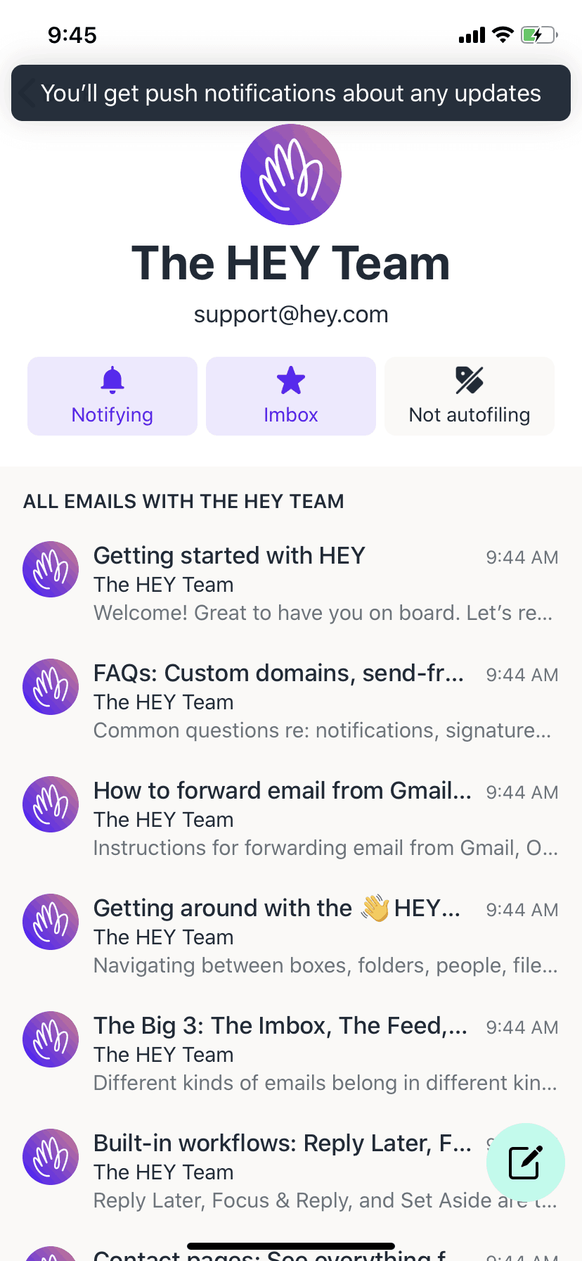 HEY iOS Productivity interface screenshot 11