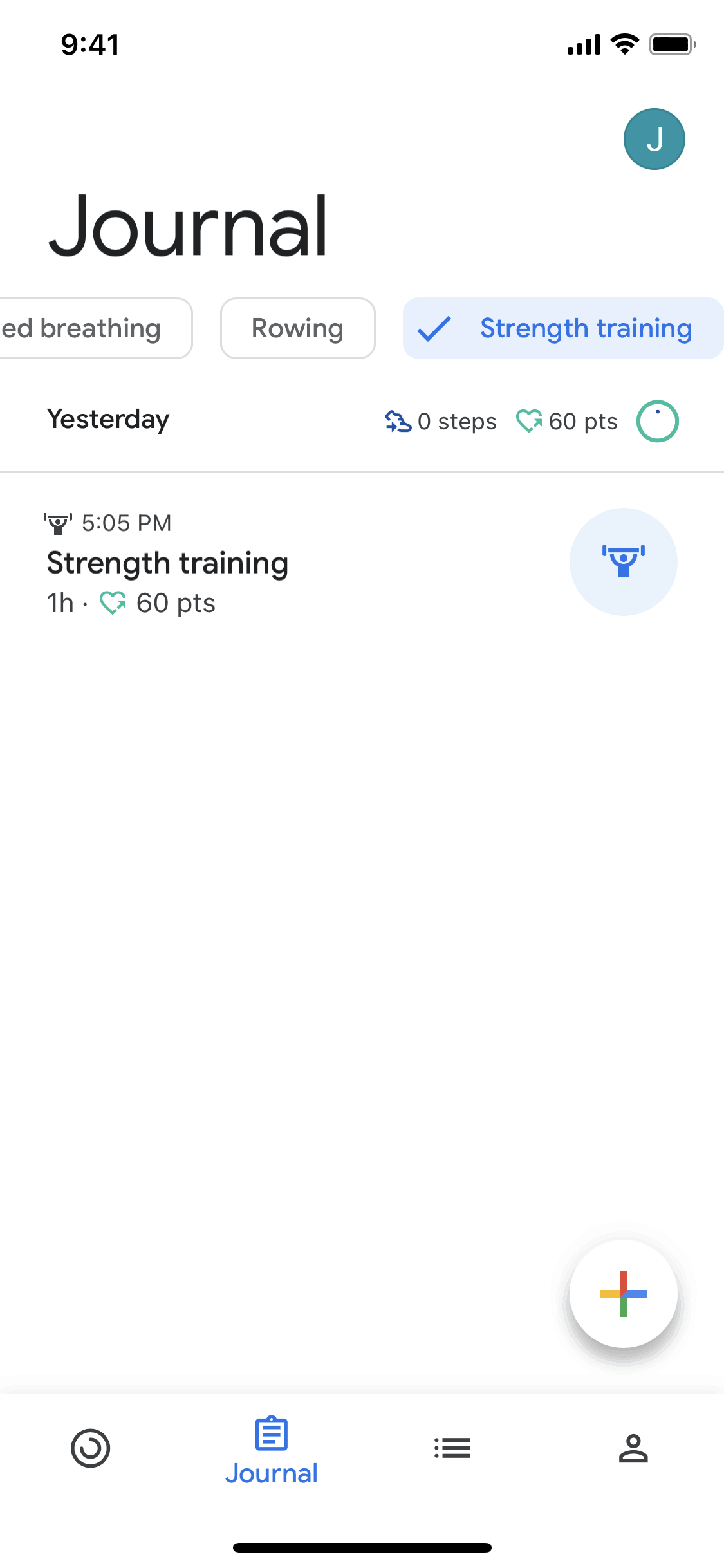 Google Fit iOS Health & Fitness interface screenshot 5