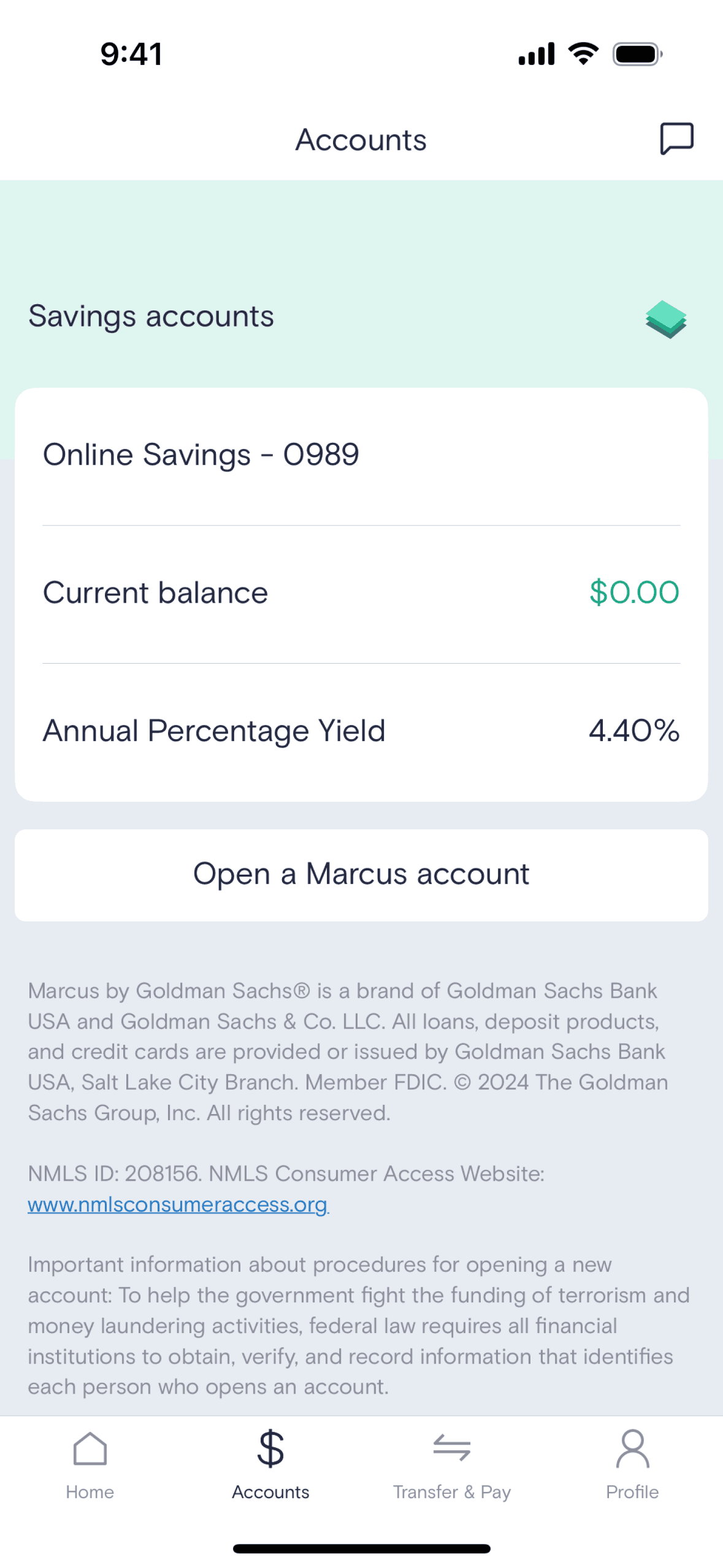Marcus by Goldman Sachs iOS Finance interface screenshot 9