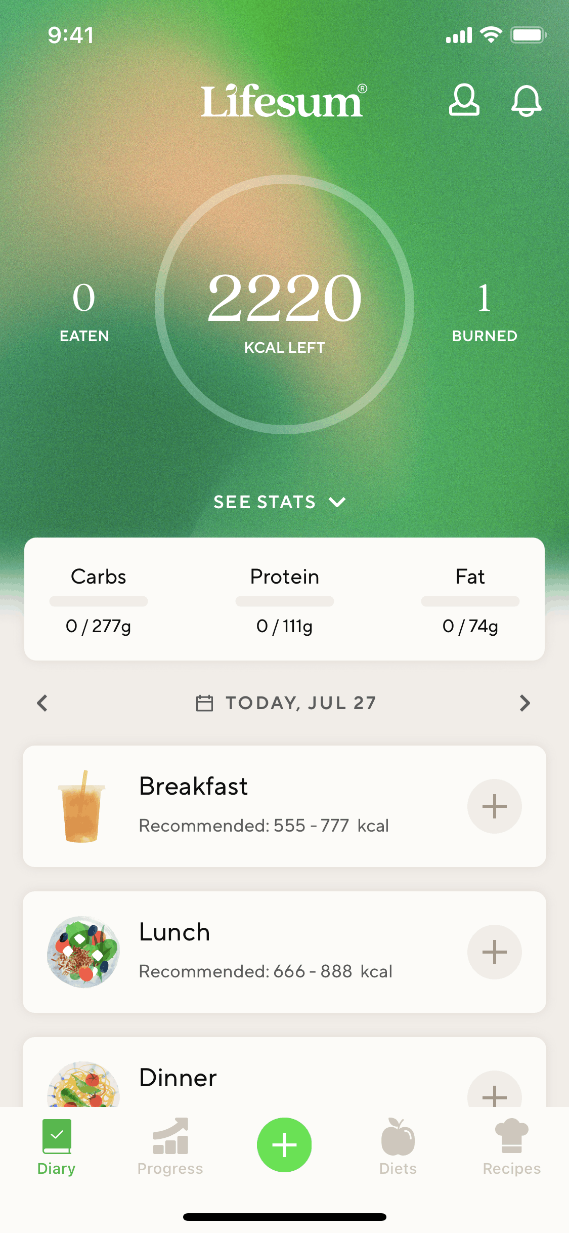 Lifesum iOS Health & Fitness interface screenshot 5