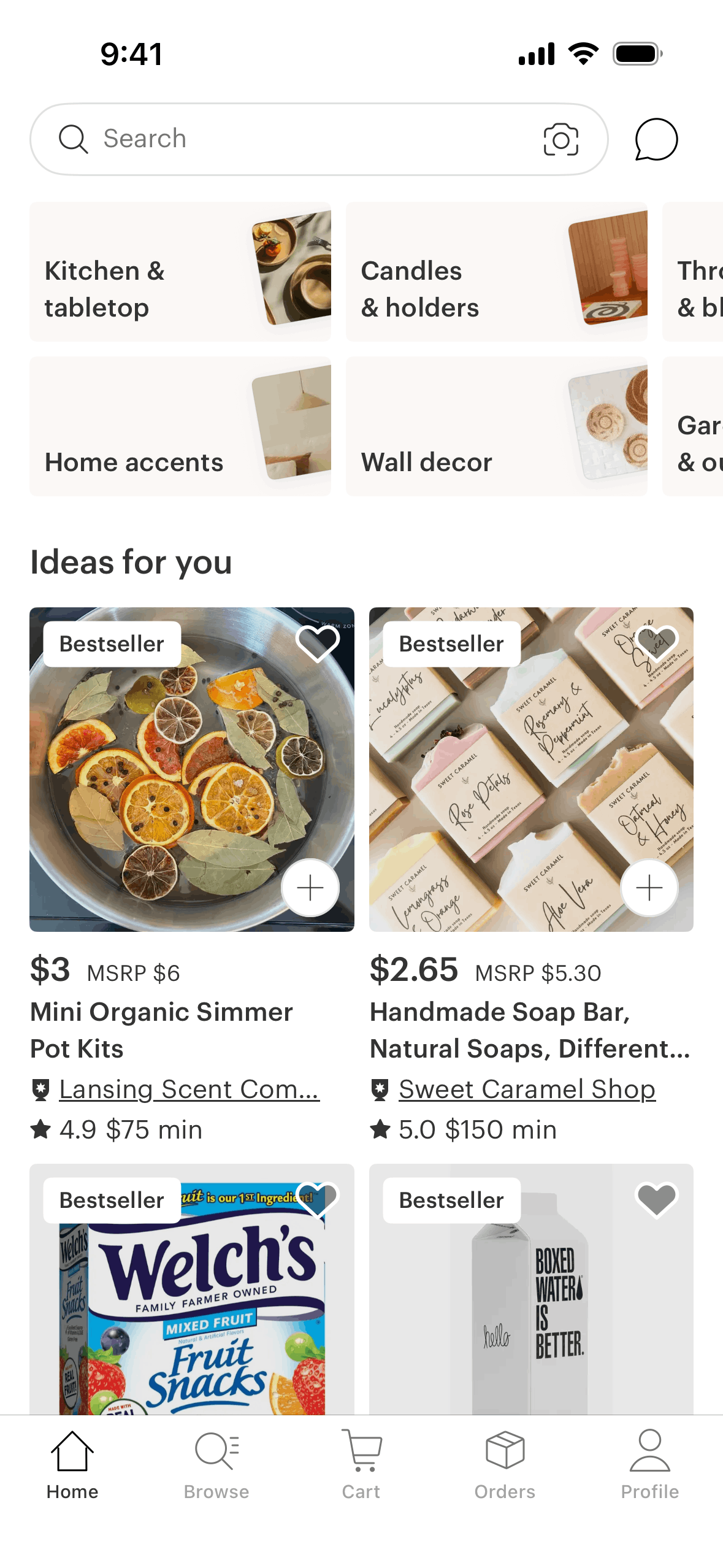 Faire Wholesale iOS Shopping interface screenshot 1