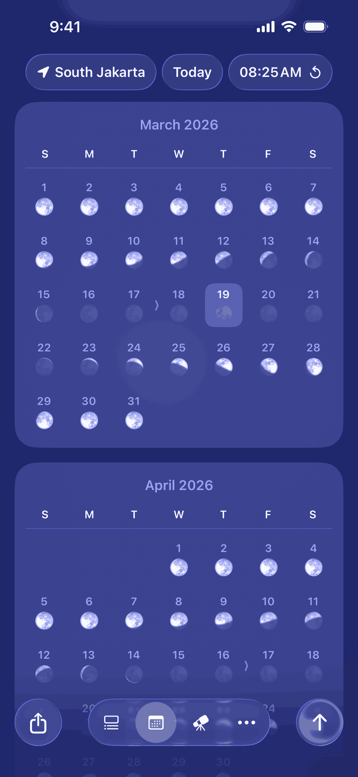 Moonlitt iOS night interface screenshot 3