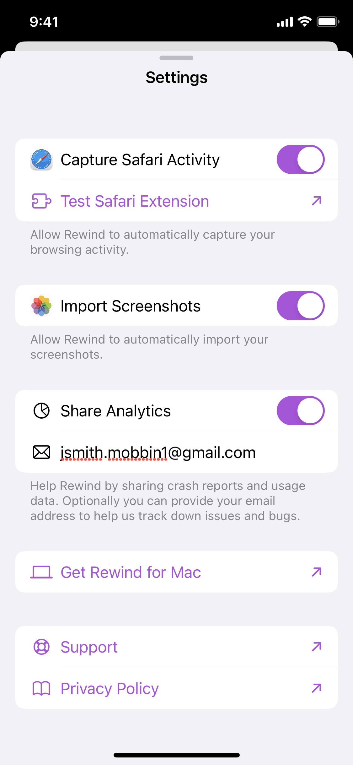 Rewind iOS AI interface screenshot 14