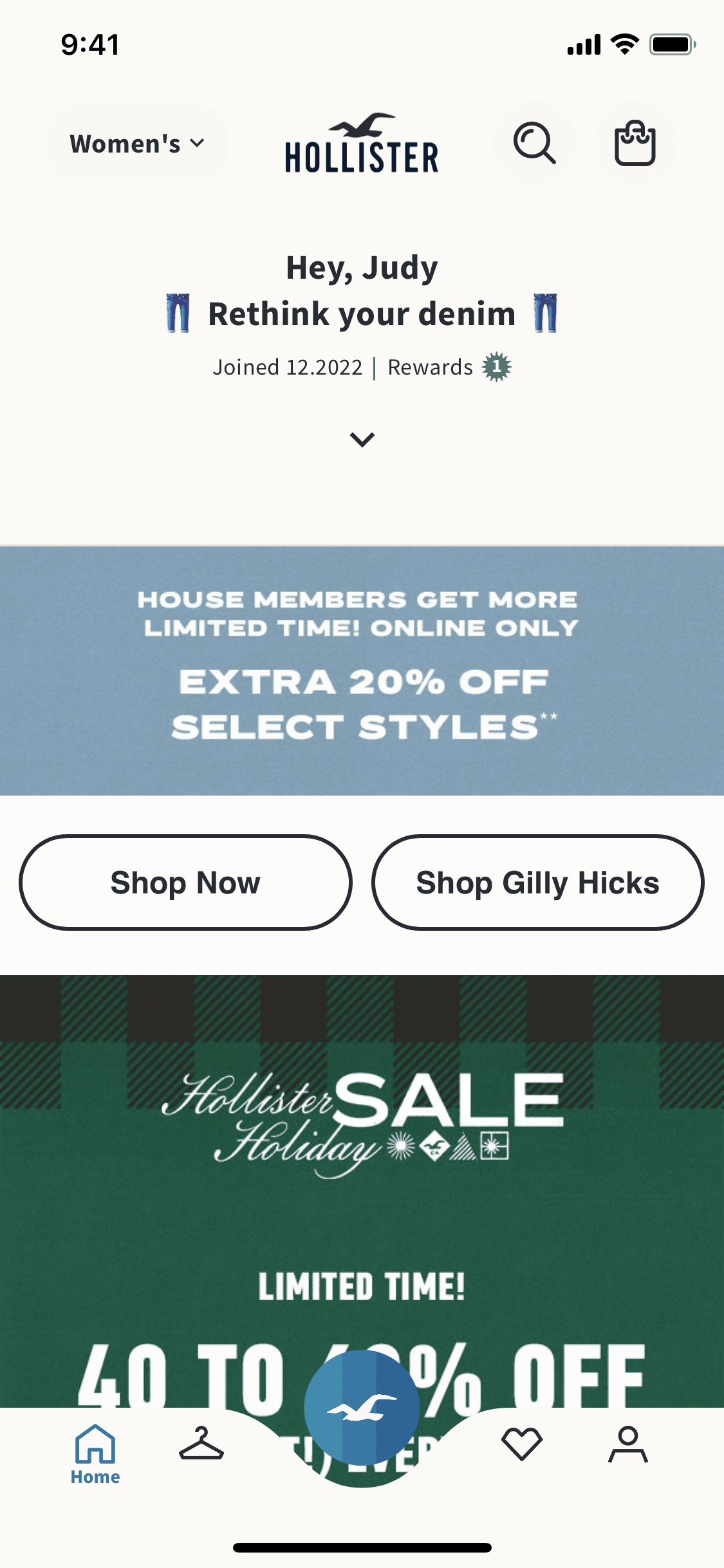 Hollister Co. iOS Shopping interface screenshot 2
