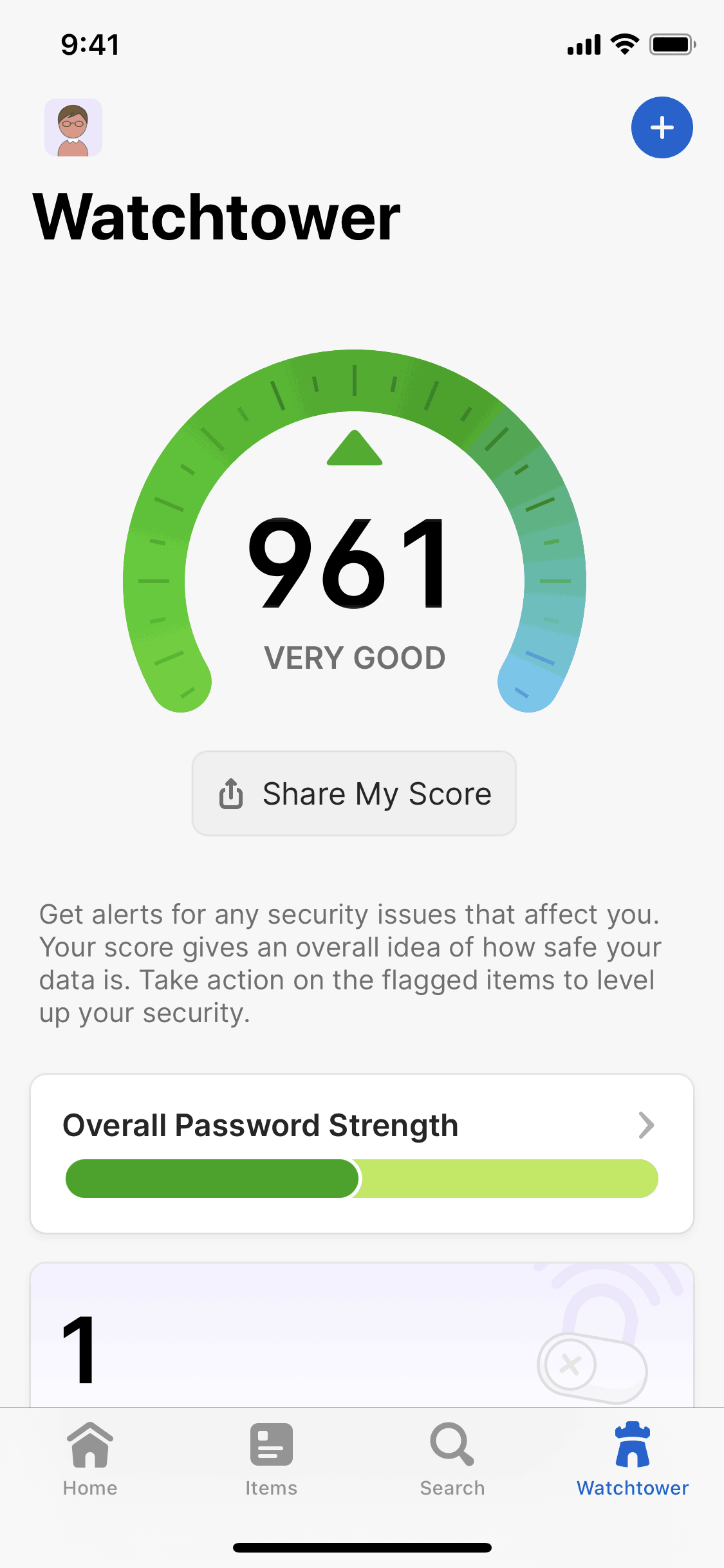 1Password iOS Productivity interface screenshot 1