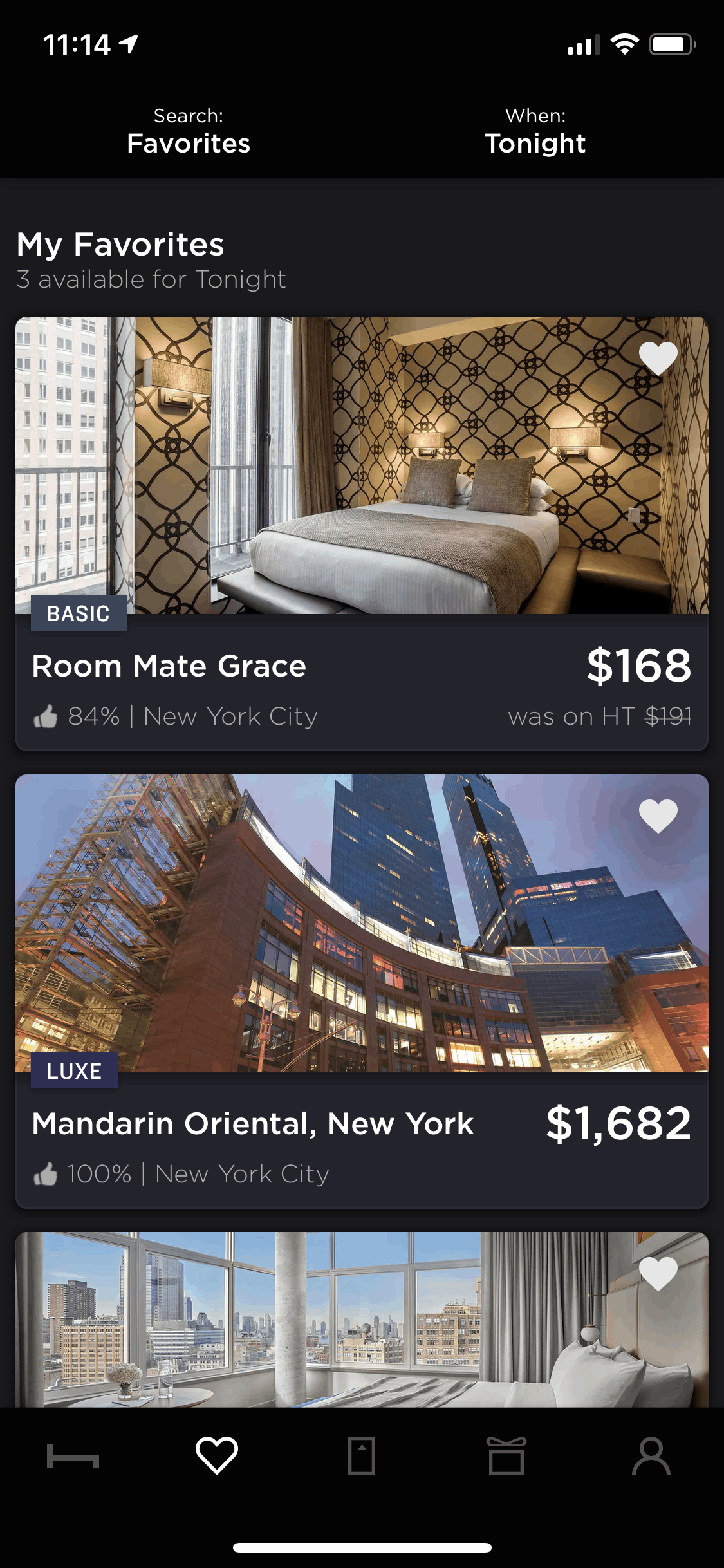 HotelTonight iOS Travel & Transportation interface screenshot 1