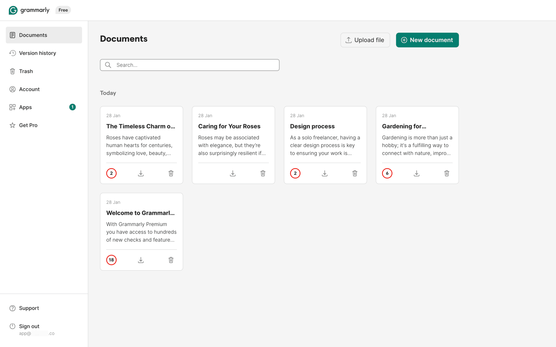 Grammarly Web AI interface screenshot 2