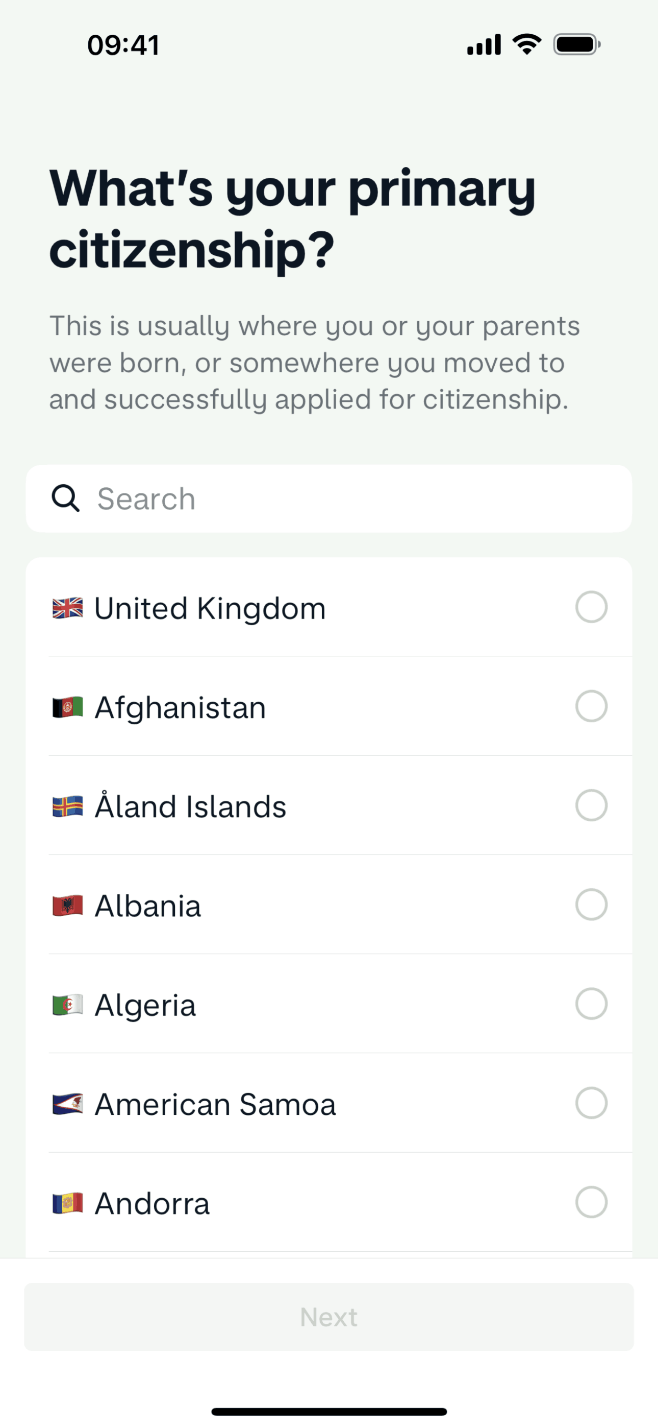 Setting up an account (About you) on Monzo (ios) screen 2