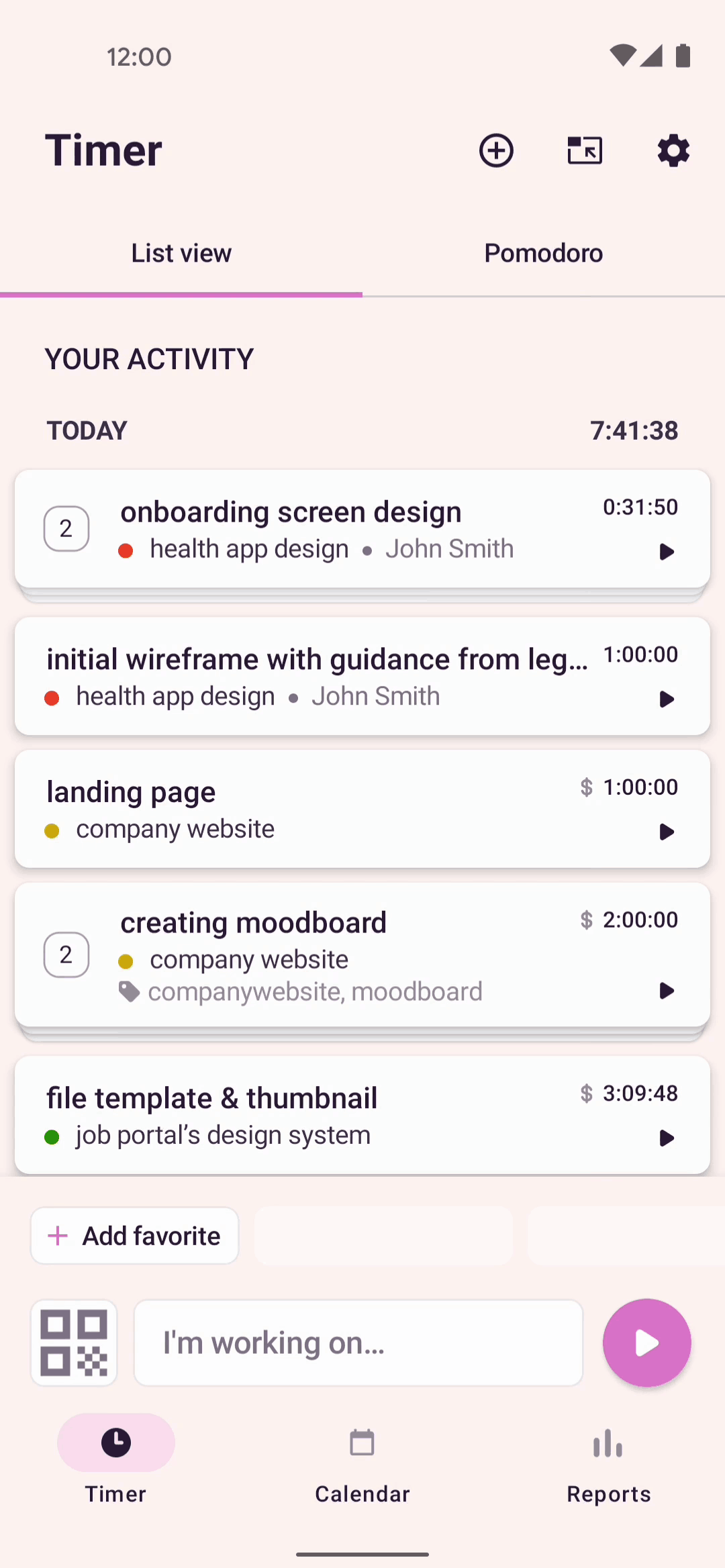 Toggl Track Android Business interface screenshot 3